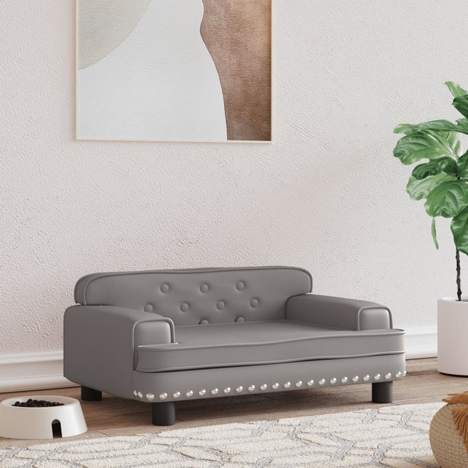 vidaXL Hundebett, Kunstleder grau, 30 x 45 x 70 cm Bild 1