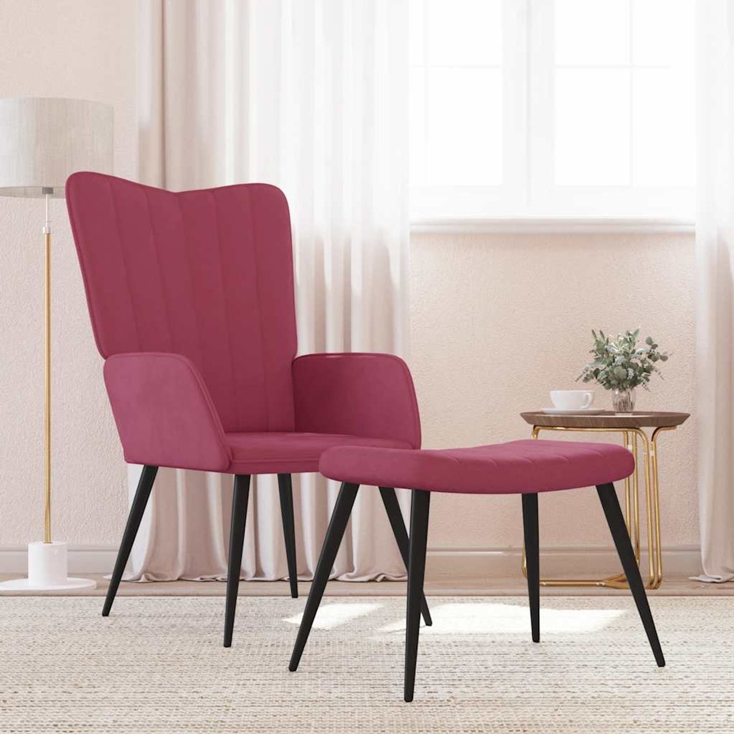 vidaXL Relaxsessel mit Hocker Weinrot Samt 327693 Bild 1