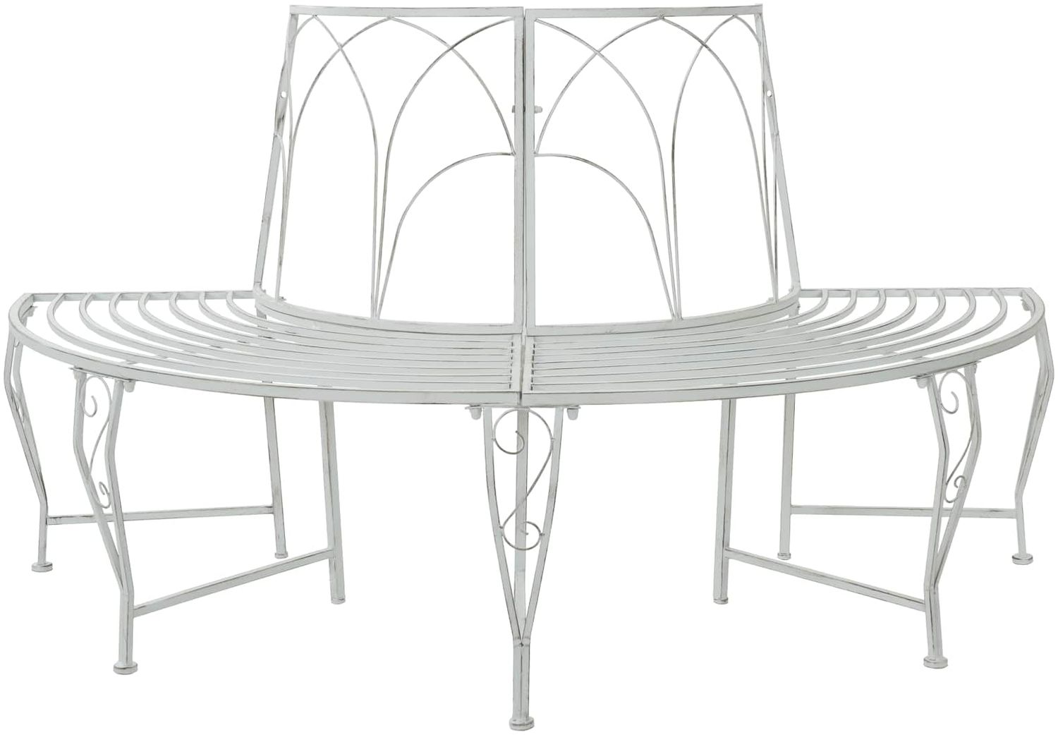 vidaXL Baumbank 4-Sitzanzahl 160 x 80 x 89 cm Stahl Antik Weiß 42029520 Bild 1