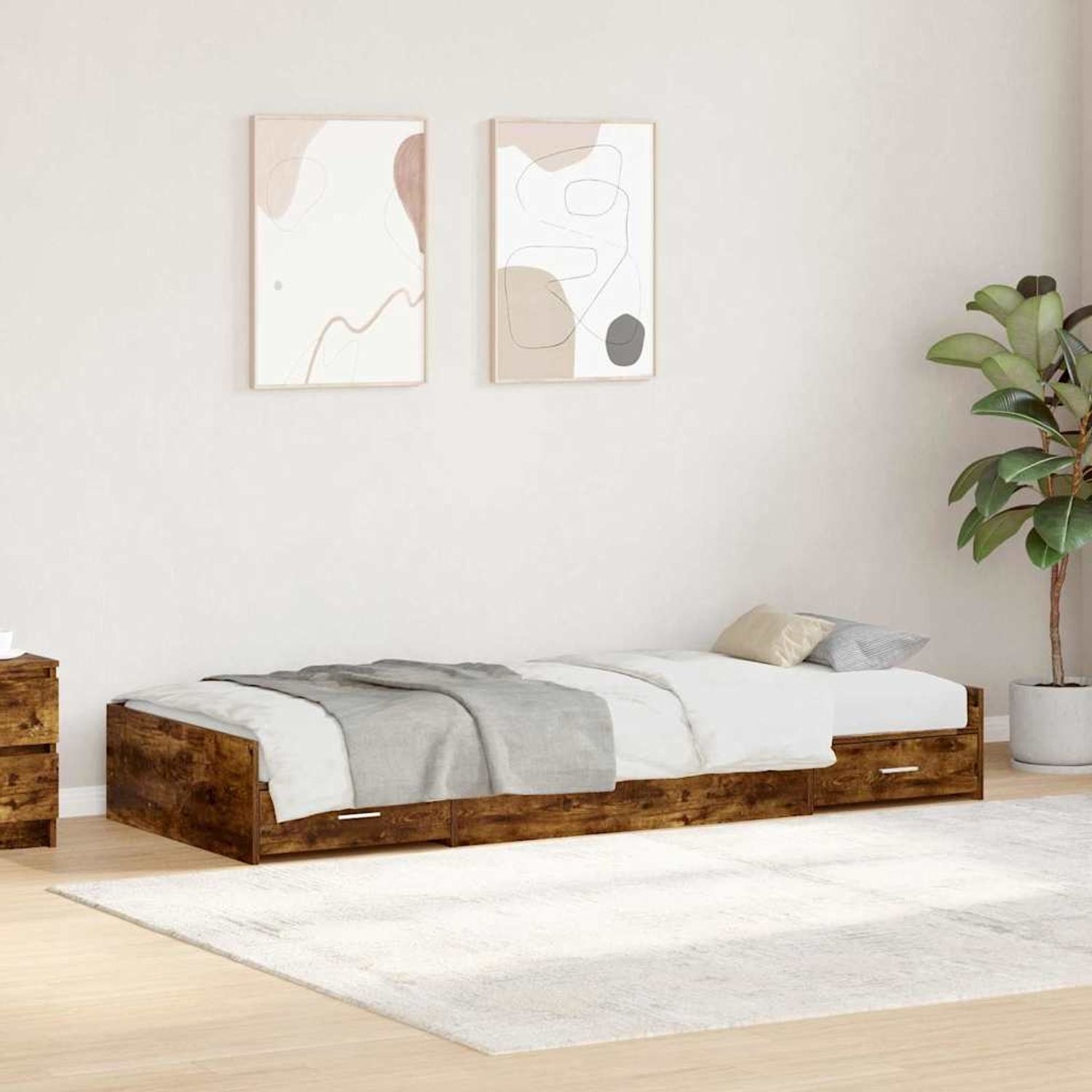 vidaXL Bettrahmen mit Kopfteil Altholz 75 x 190 cm Holzwerkstoff 3335259 Bild 1