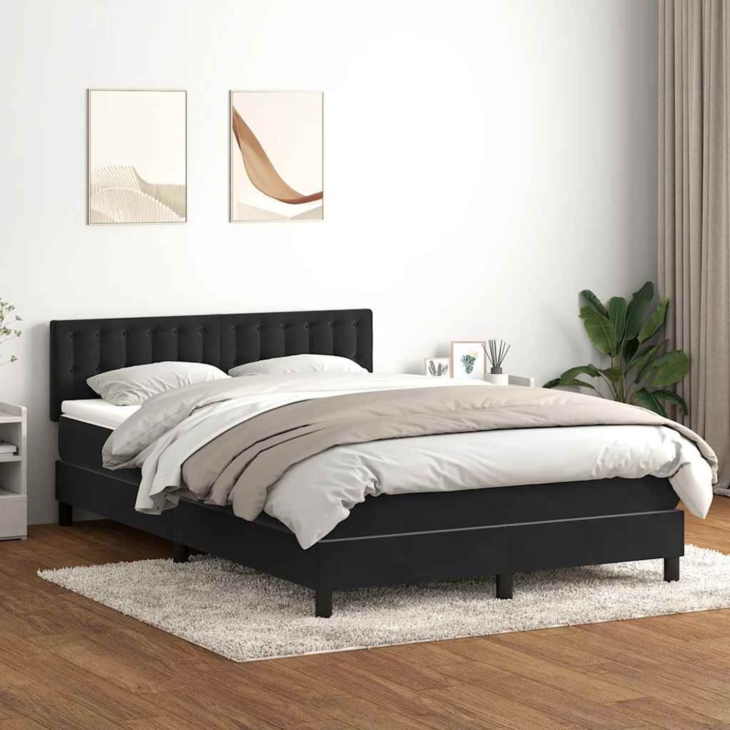 vidaXL Boxspringbett mit Matratze Schwarz 160x210 cm Samt 3316601 Bild 1