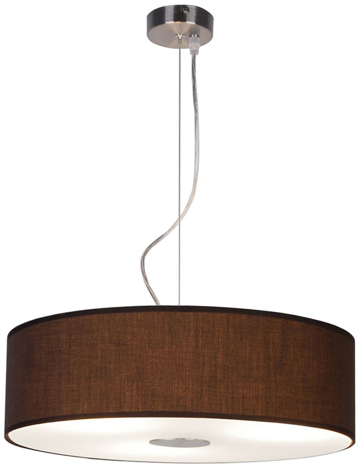 Pendelleuchte, Stahl, Textil braun, Glas, D 45 cm Bild 1
