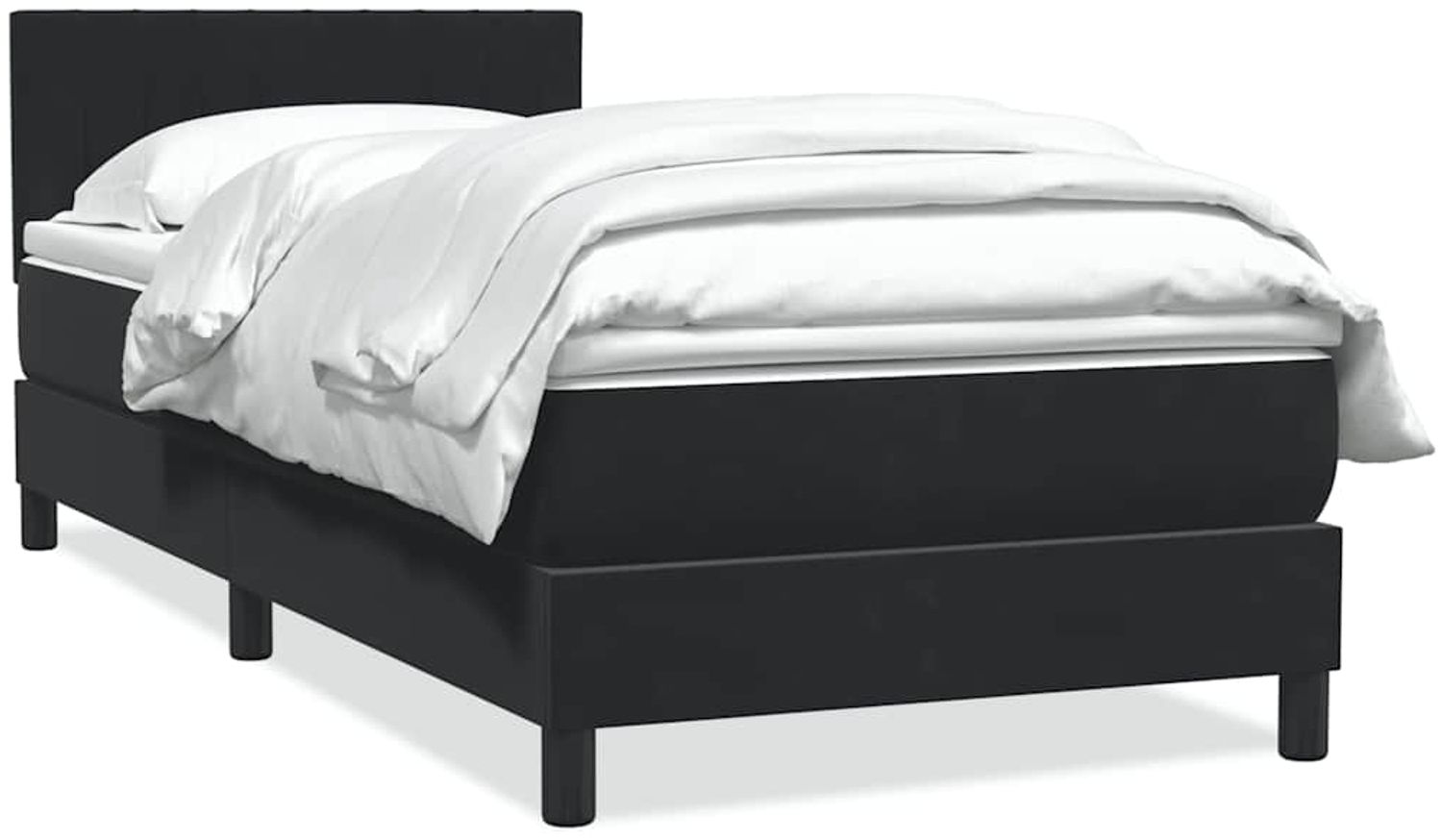 vidaXL Boxspringbett mit Matratze Schwarz 90x210 cm Samt 3316385 Bild 1