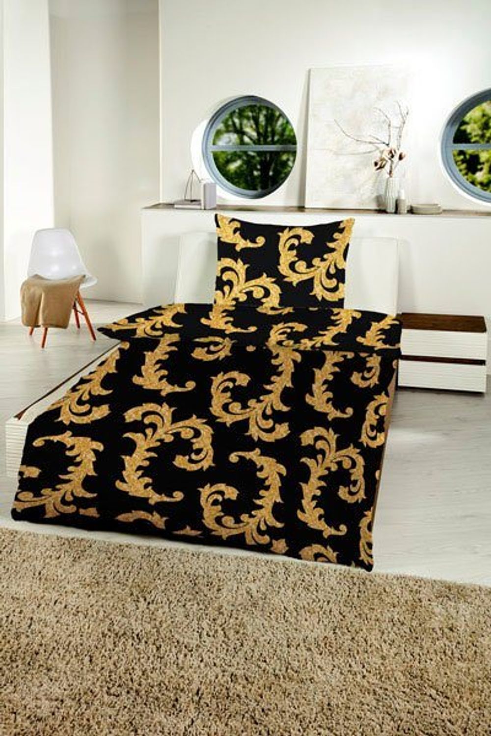 Gold-Line Bettwäsche Gold-Line Bed - Goldene Ranken, Microfaser, 2 teilig, besonders weich und anschmiegsam Bild 1