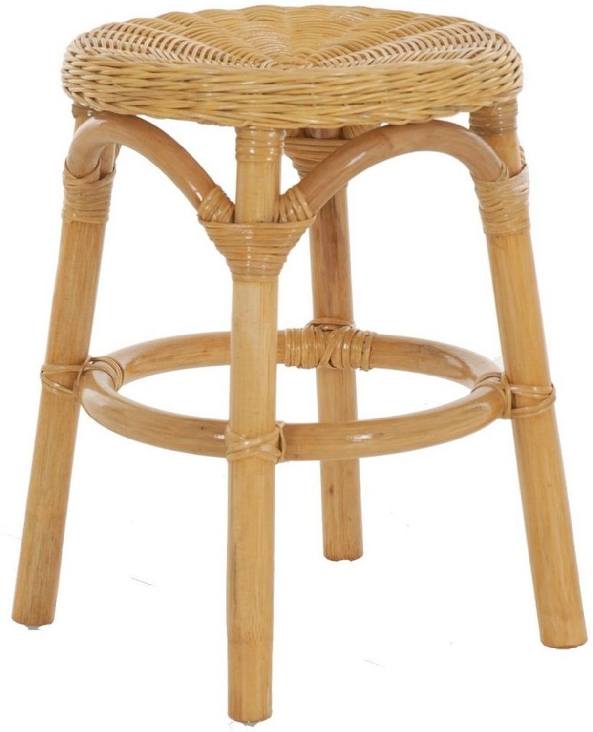 Krines Home Badhocker Hocker aus natürlichem Rattan Rattanhocker Beistell-Hocker Rund Ø 34cm, Schemel Badhocker Bild 1