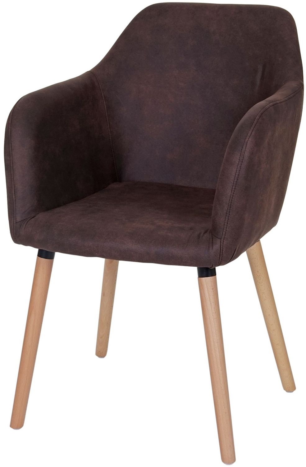 Esszimmerstuhl Malmö T381, Stuhl Küchenstuhl, Retro 50er Jahre Design ~ Textil, vintage dunkelbraun, helle Beine Bild 1