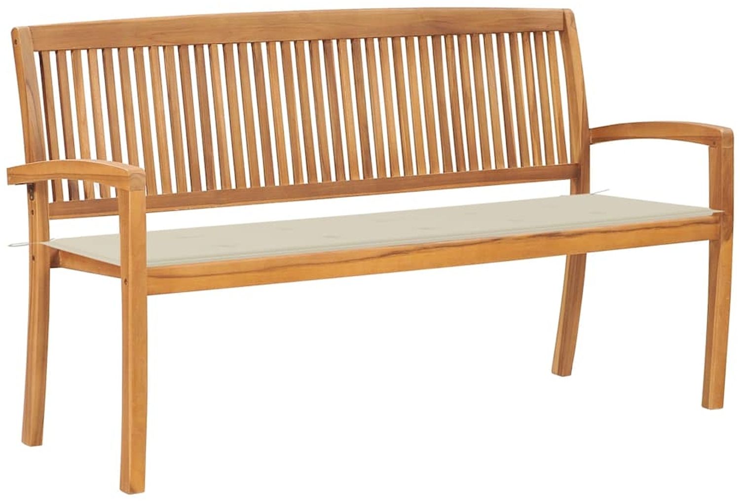 vidaXL Stapelbare Gartenbank mit Auflage 159 cm Massivholz Teak 3063308 Bild 1