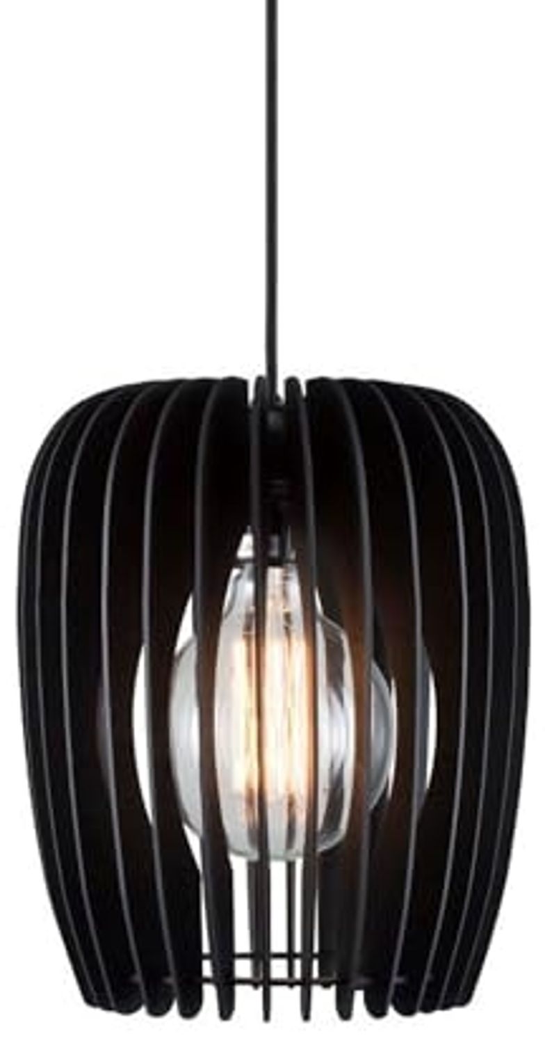 Holzlamellen Hängelampe schwarz Nordlux Tribeca 24 mit E27 Fassung Bild 1