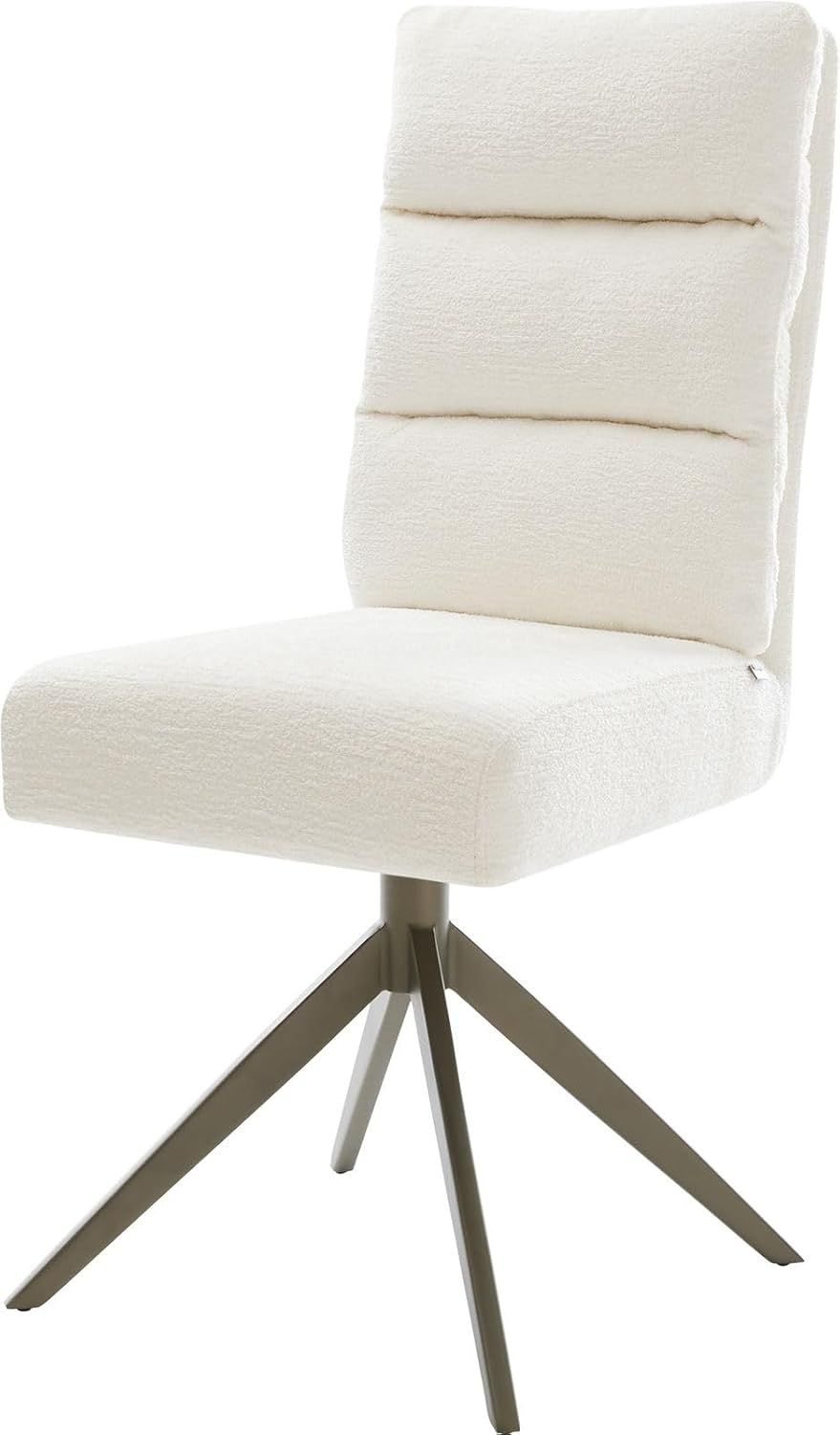 Drehstuhl Pela-Flex Bouclé Soft Beige Kreuzgestell breit Effektfinish Titan 360° drehbar Wippfunktion Taschenfederkern Bild 1