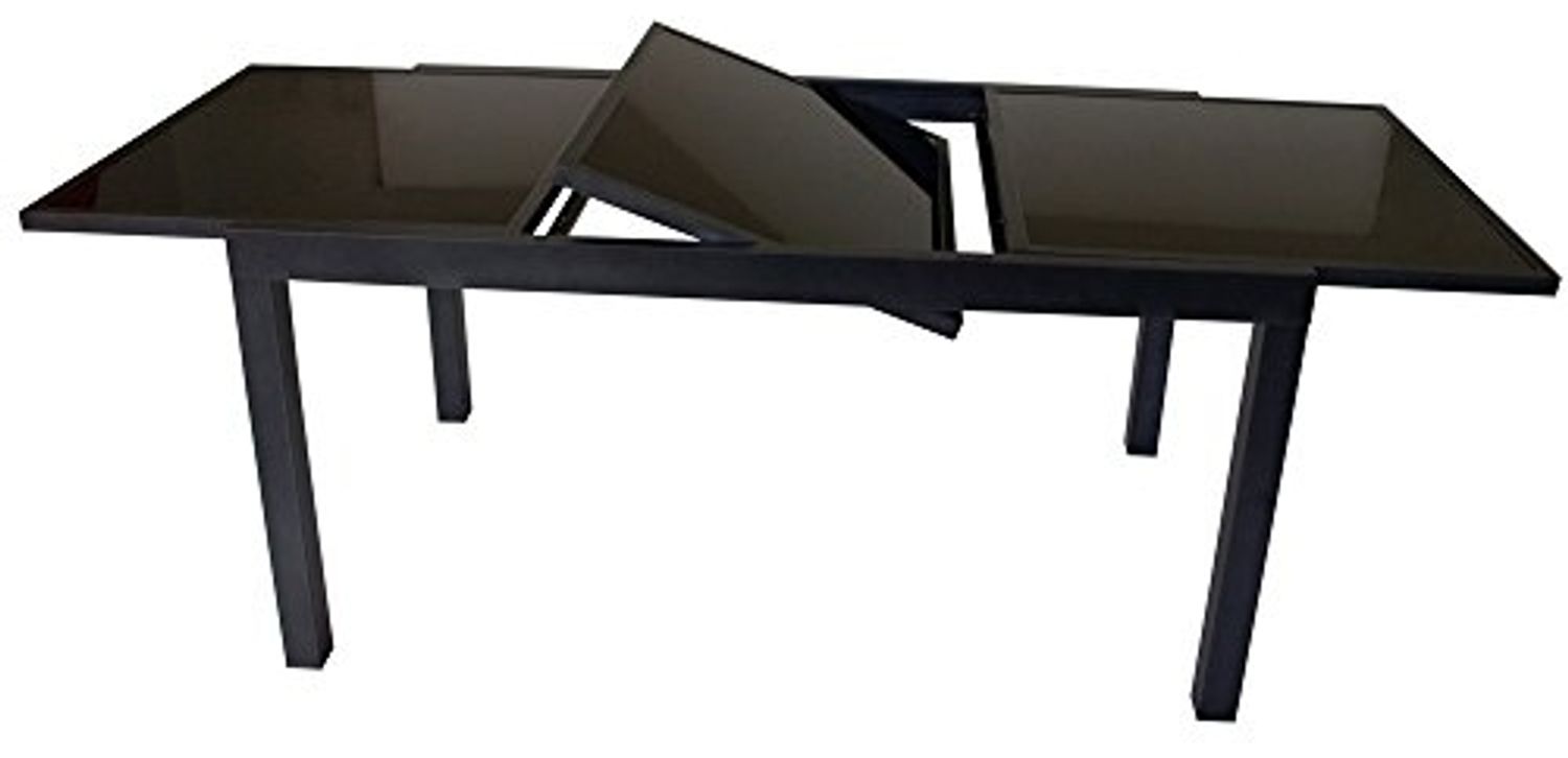 Ausziehtisch 150/210x90 cm Aluminium Glas Schwarz Bild 1