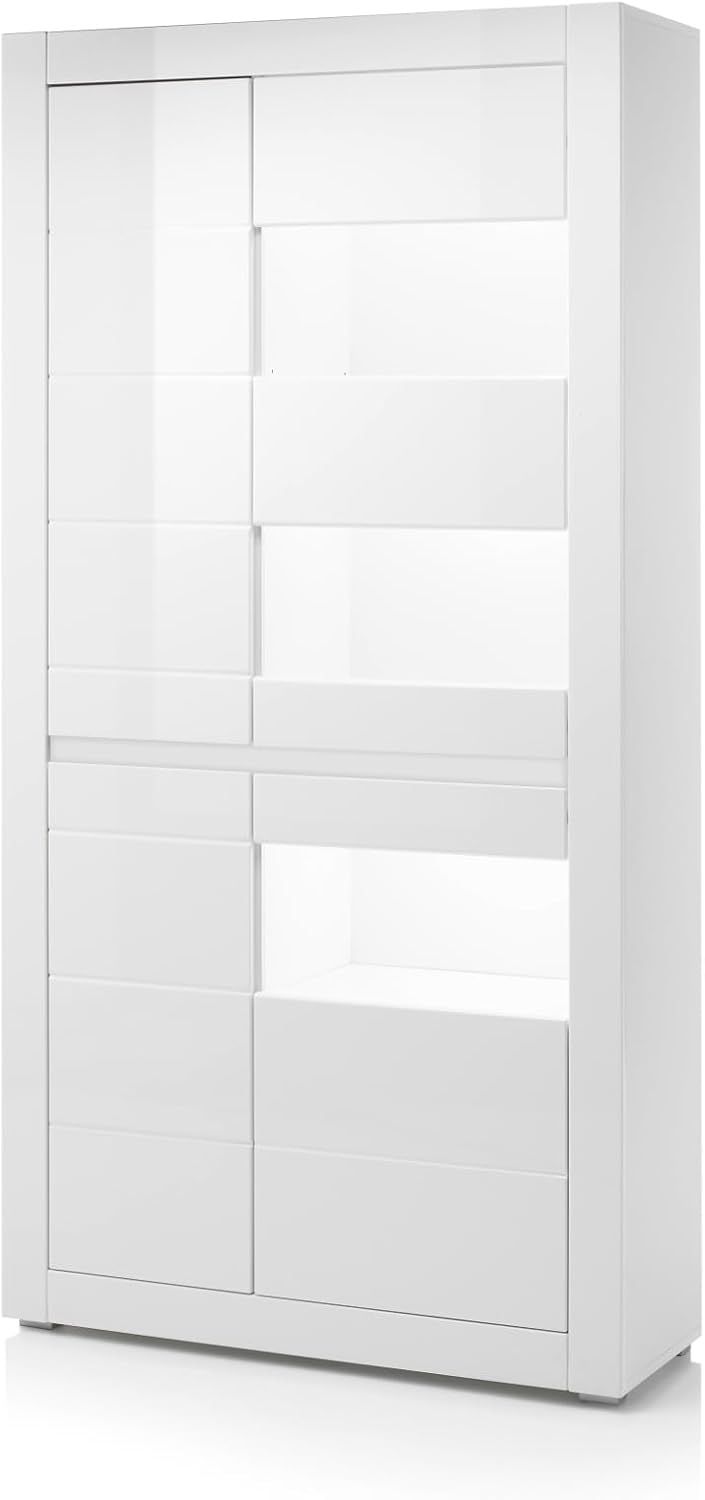 Furn. Design Stauraumvitrine Nobile (Vitrinenschrank in weiß, 4-türig, 100x198 cm) Soft-Close Bild 1