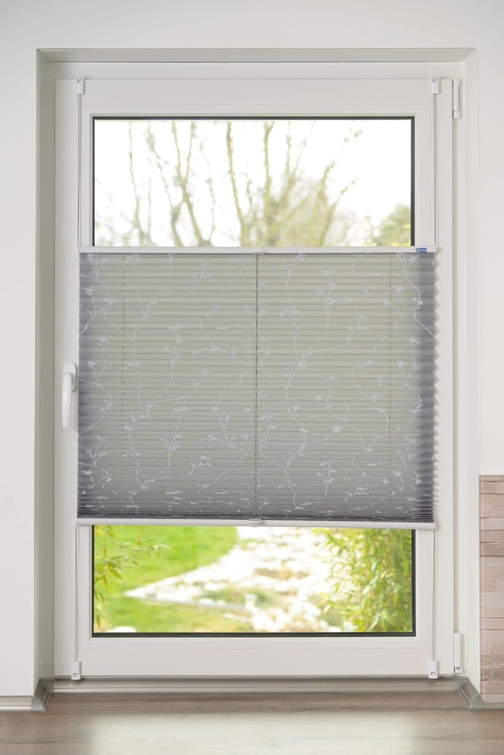 K-home Klemmfix-Plissee, Elba Bedruckt Grau, 70x210 cm (B x L) Modern, 400999-10 Bild 1