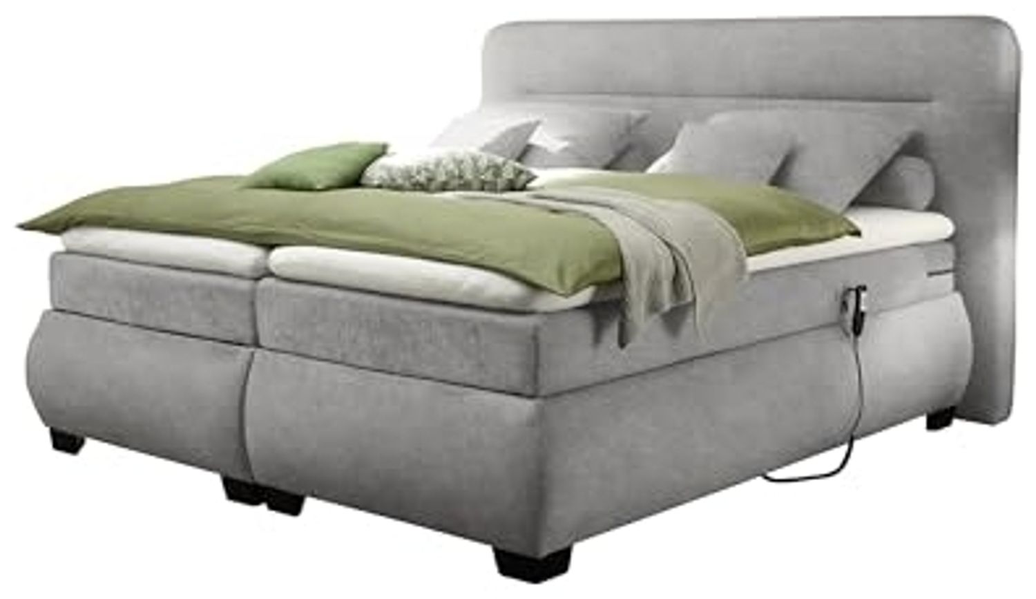 Boxspringbett >EVOLUTION< Liegefläche 180x200cm, Motorverstellung, schlamm - 210x122x220 (BxHxT) Bild 1