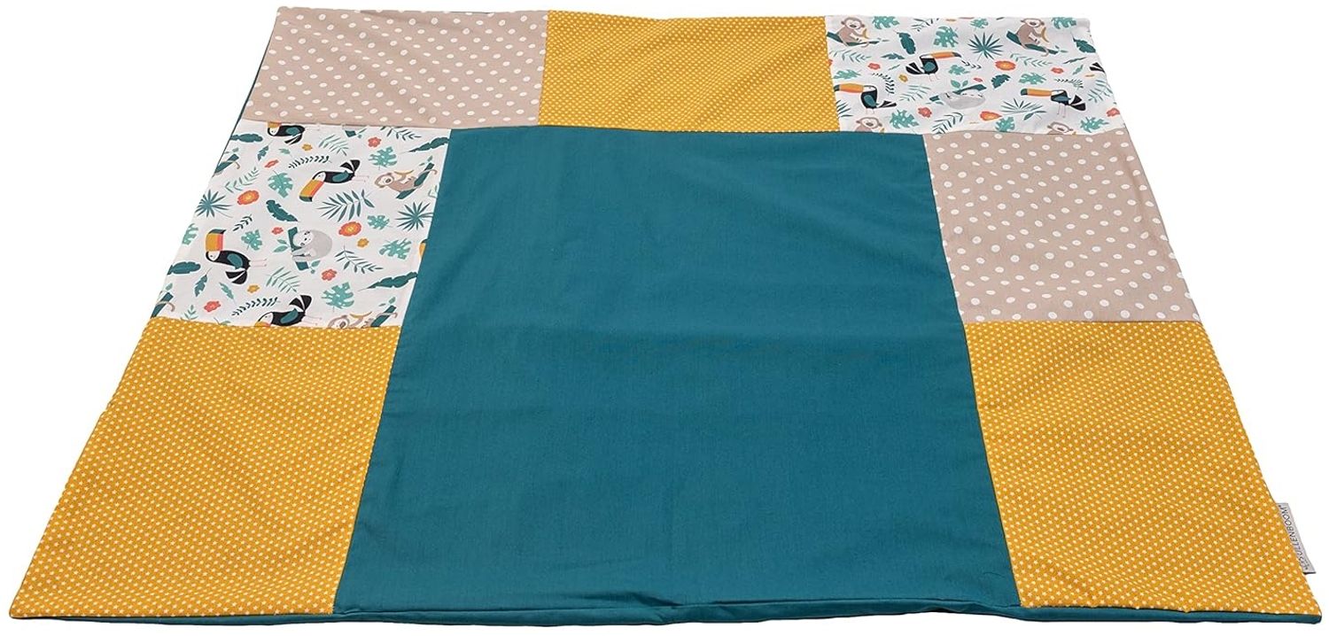 ULLENBOOM ® Wickelauflagenbezug 75x85 cm Dschungel (Made in EU) - abnehmbarer Bezug für Wickelauflage 85x75, Baby Überzug für Wickelunterlage aus Baumwolle, Wickelbezug für Wickeltisch Bild 1