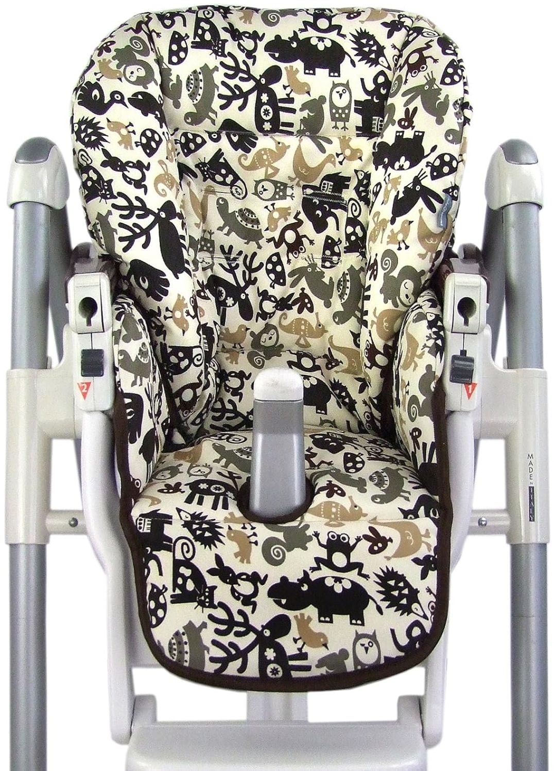 Bambiniwelt Sitzkissen Ersatzbezug für Peg Perego Prima Pappa Diner *24 FARBEN* NEU (Beige Braune Tiere) XX Bild 1