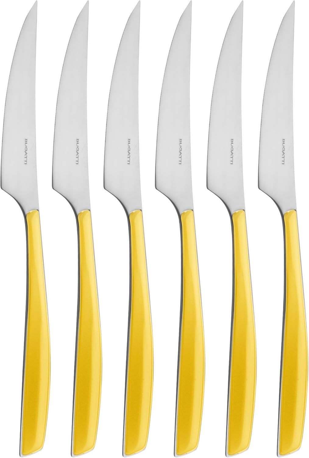 Bugatti GL6U-021F06-6 Glamour Dessertmesser, SAN-Stahl, 16 x 26 x 3 cm, Gelb, 6 Stück Bild 1