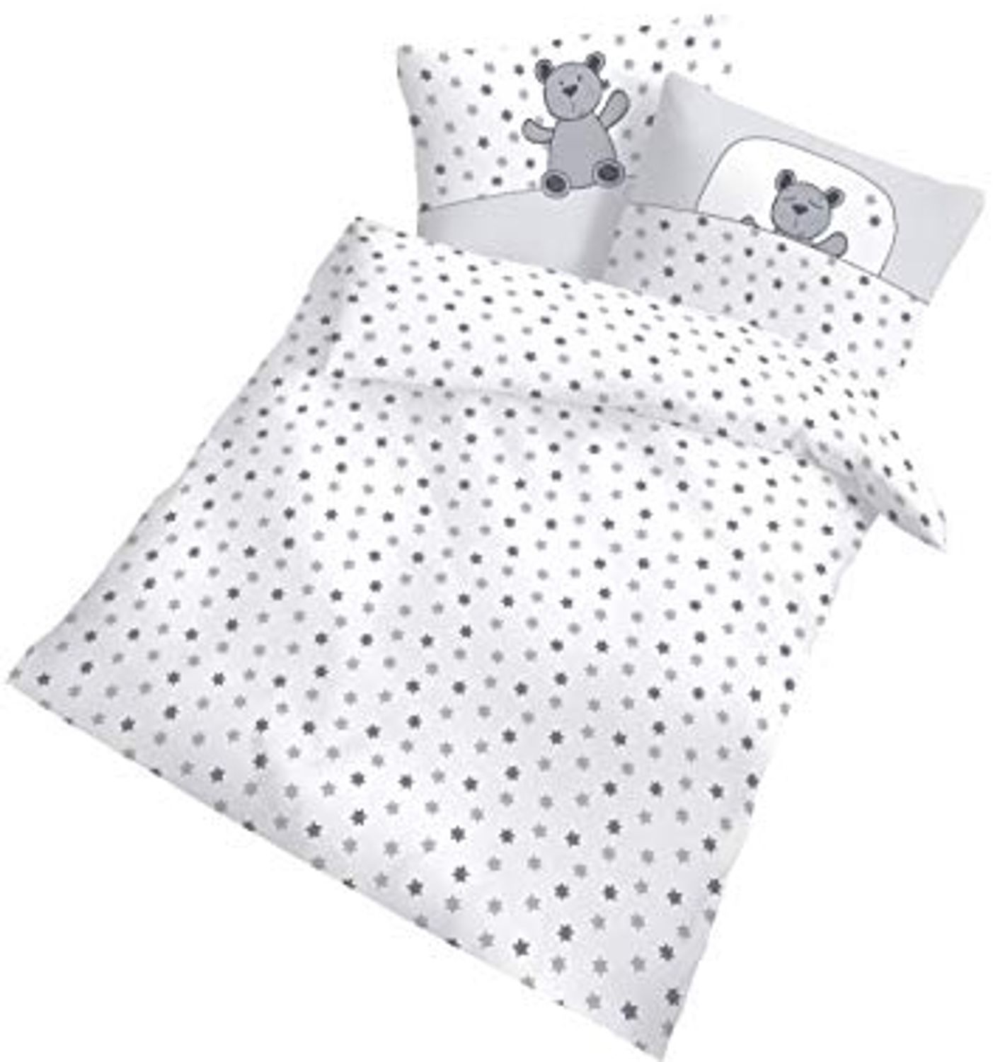 STERNE Babybettwäsche · Kinderbettwäsche für Mädchen & Jungen ☆ SLEEP LITTLE BEAR · Stars & Teddy Bär · Bettbezug 100x135 + Kissenbezug 40x60 cm Bild 1