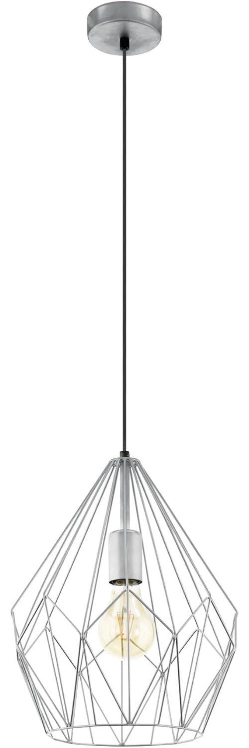 Eglo 49935 Hängeleuchte Vintage CARLTON Stahl silber E27 1X40W H:110cm Ø31cm dimmbar Bild 1