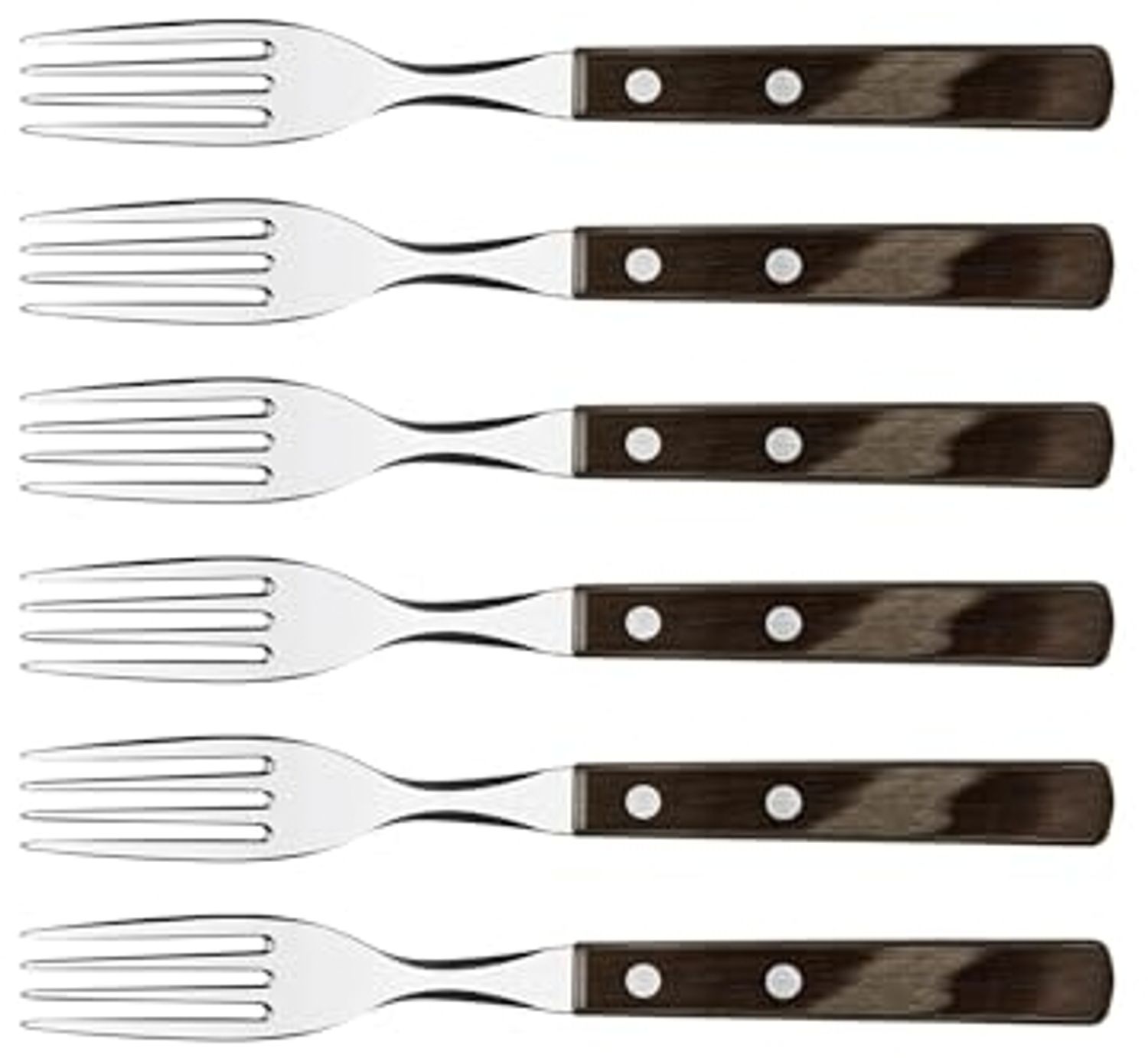 Tramontina Tafelgabel Steak/Pizza - Set 6-teilig, mit FSC Holzgriff (6 Stück), Echtholzgriff, rostfreier Edelstahl, spülmaschinenfest Bild 1