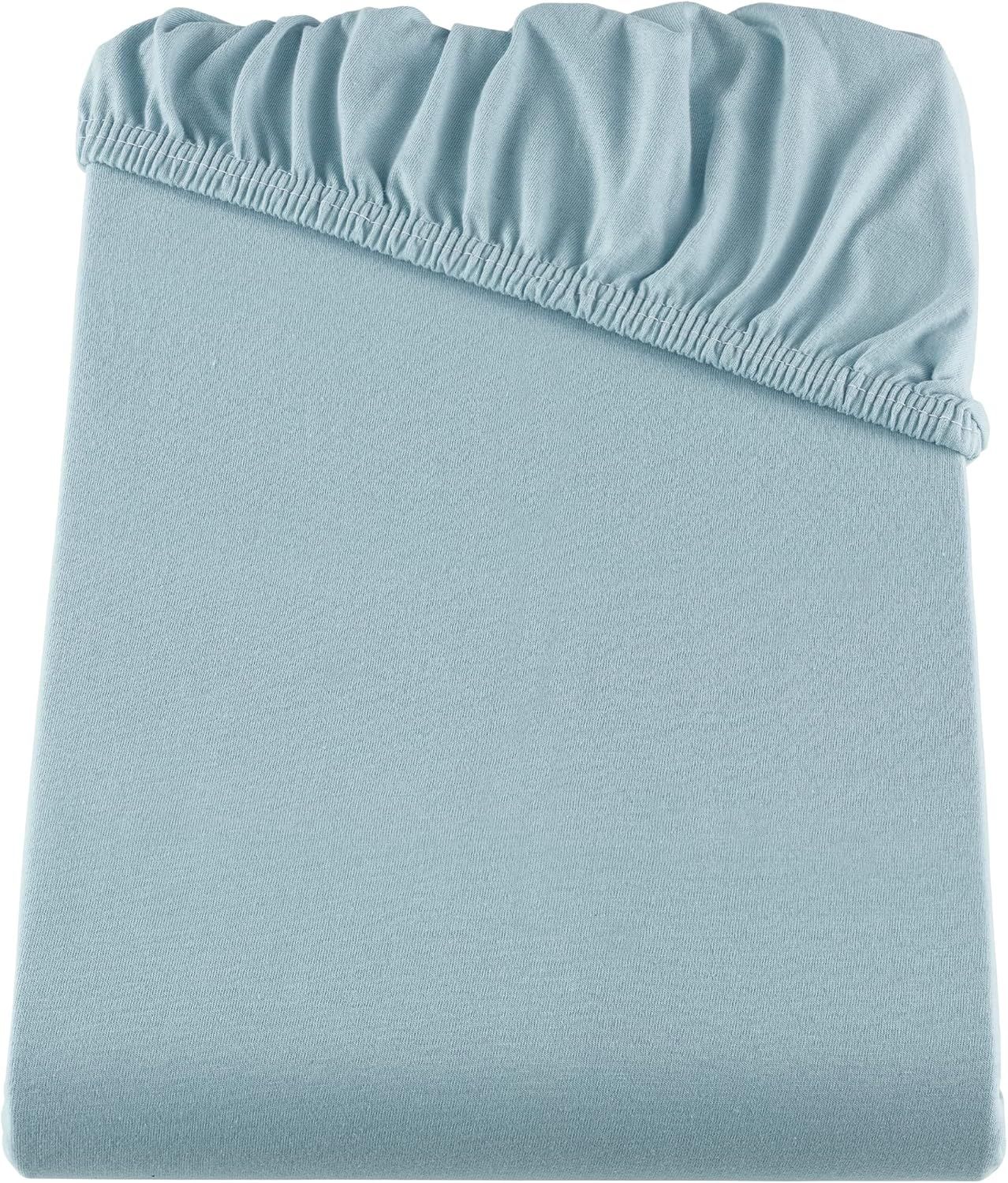 2er Pack Kinder Spannbettlaken 70x140 cm Jersey Spannbetttuch für Babybett Kinderbett, Hellblau Bild 1