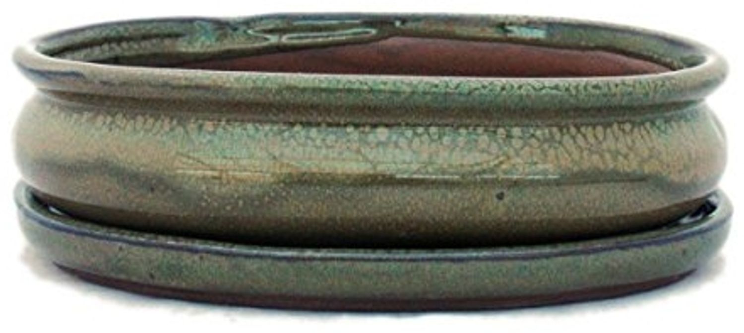 Exotenherz Pflanzschale Bonsai-Schale mit Unterteller Gr. 3 Oliv-Braun oval Modell O47 L 19cm (1 St) Bild 1
