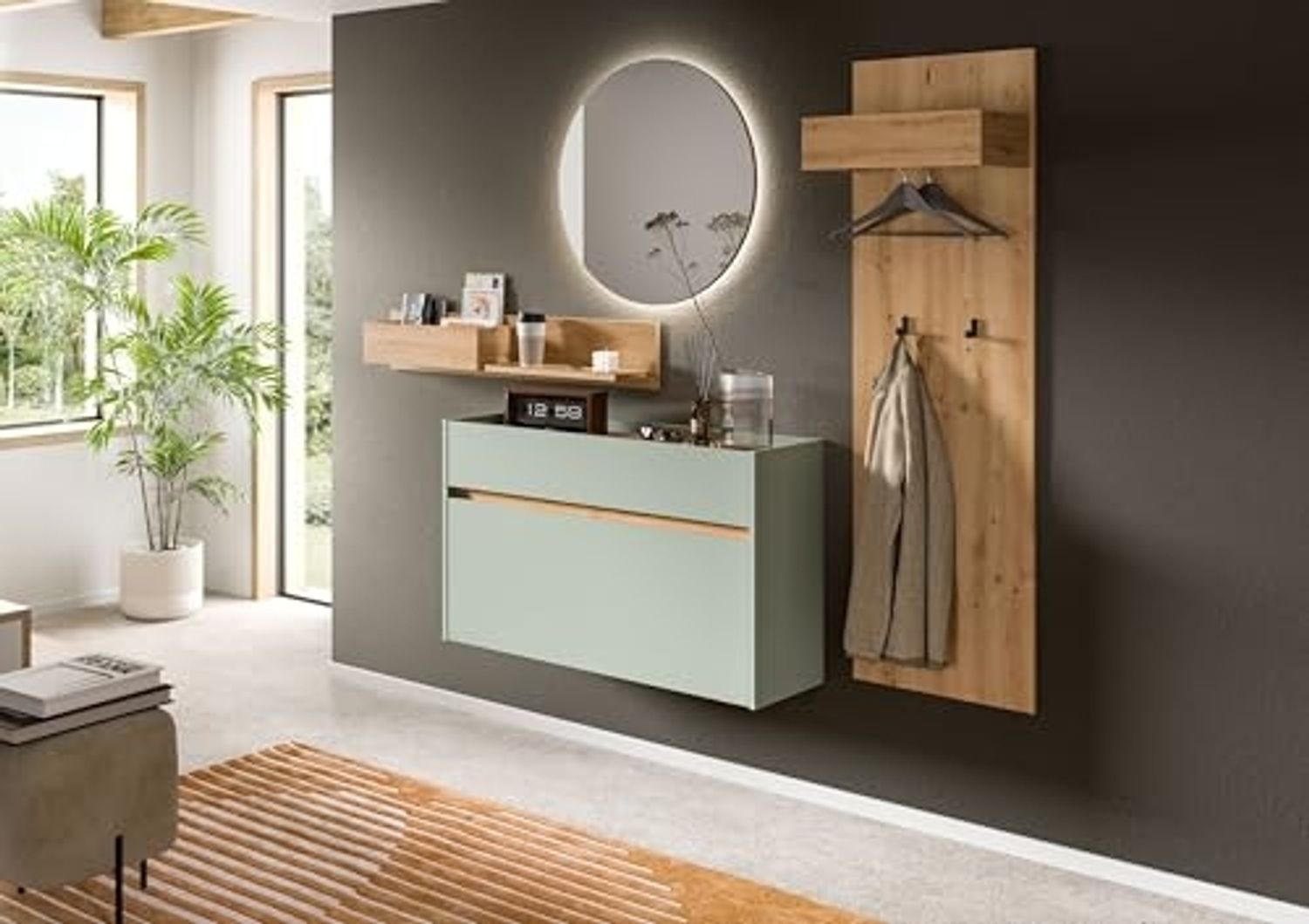 Garderoben-Set >Drive< in Salbei - 197x205x32cm (BxHxT) Bild 1