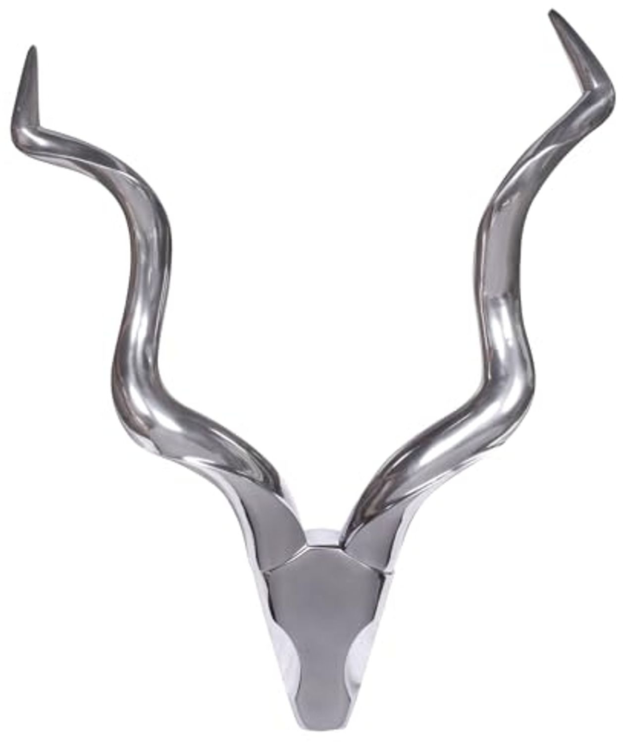 FineBuy Deko Hirschgeweih Aluminium Wanddeko Landhausstil Silber Metall modern, Design Hirschkopf Landhaus Geweih Wand, Wohndeko Hirsch außen, Wandschmuck Bild 1