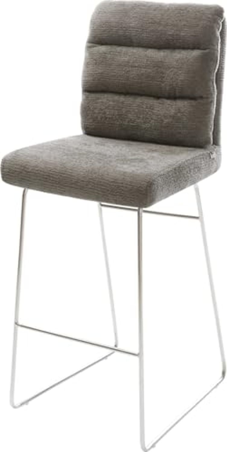 Barstuhl Pela-Flex Bouclé Soft Schlamm Kufengestell Edelstahl Silberfarben Bild 1