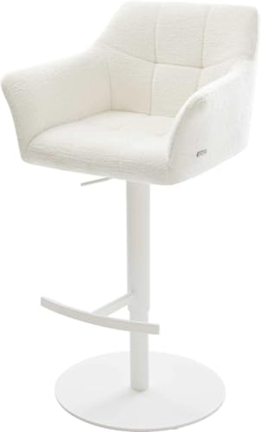 Barstuhl Yulo-Flex Bouclé Soft Beige Drehfuß höhenverstellbar Metall Weiß Bild 1