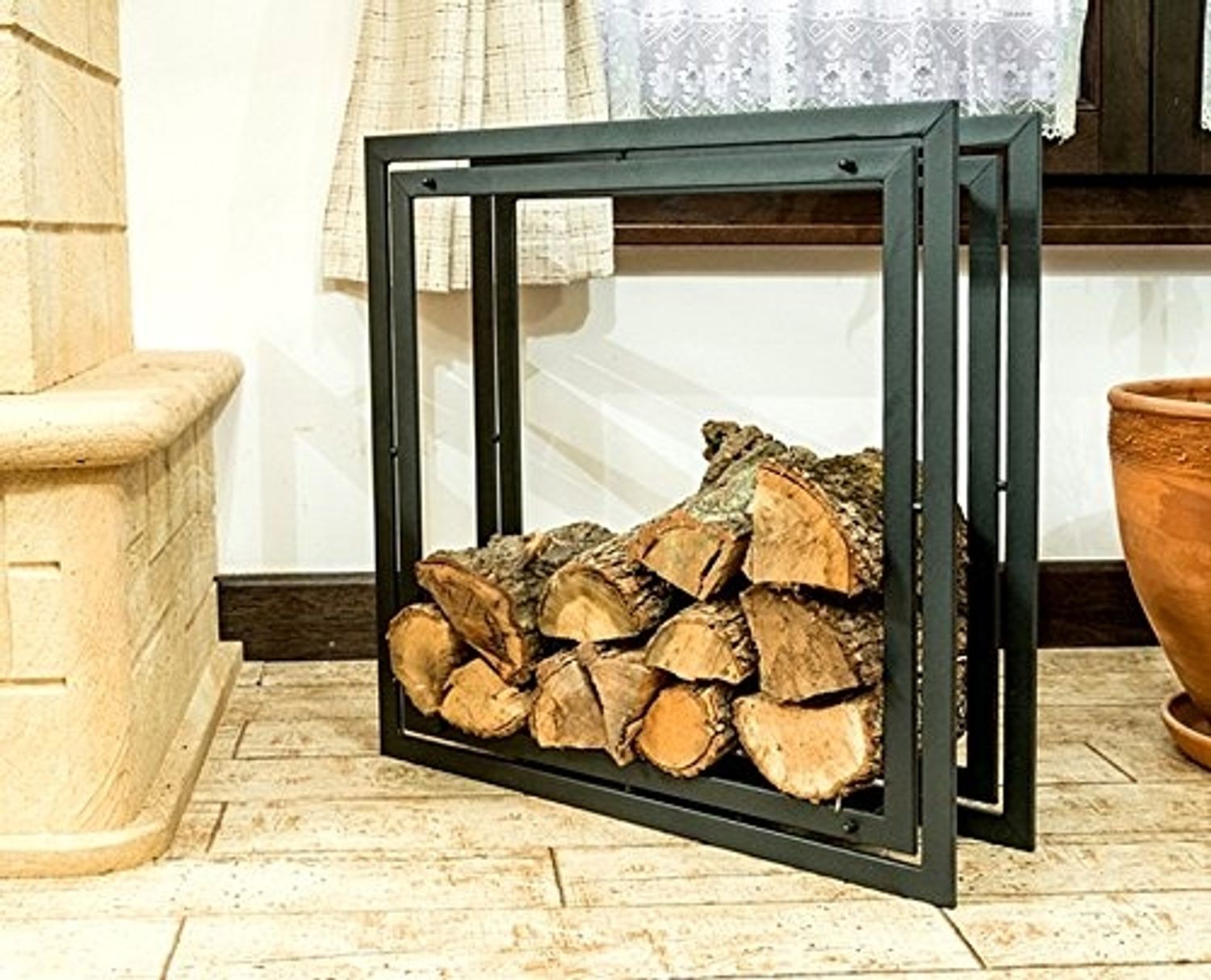 Kaminholzregal Square Kaminholzständer 70cm Holzkorb Kaminholzhalter Holzregal Bild 1