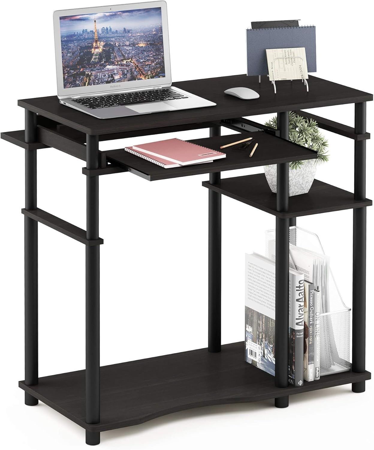 Furinno Abbott Schreibtisch mit Bücherregal, Holz, Espresso/Schwarz, 46. 99x46. 99x79. 81 cm Bild 1