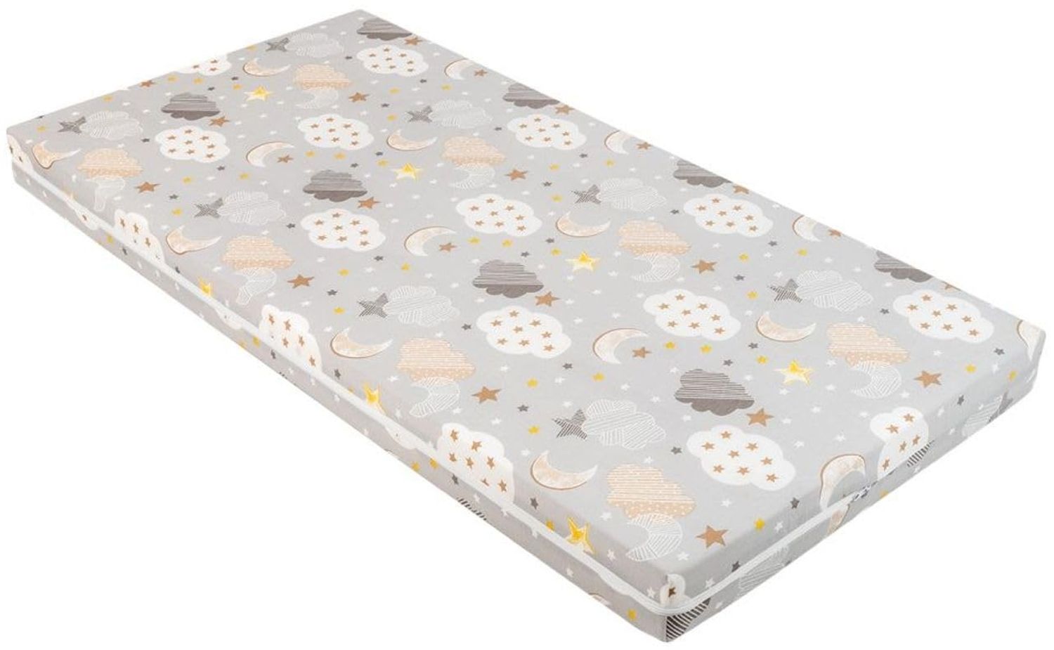 Kikkaboo Babybett Matratze Fantasia Plus 120x60 cm Reißverschluss Baumwollbezug hellgrau Bild 1