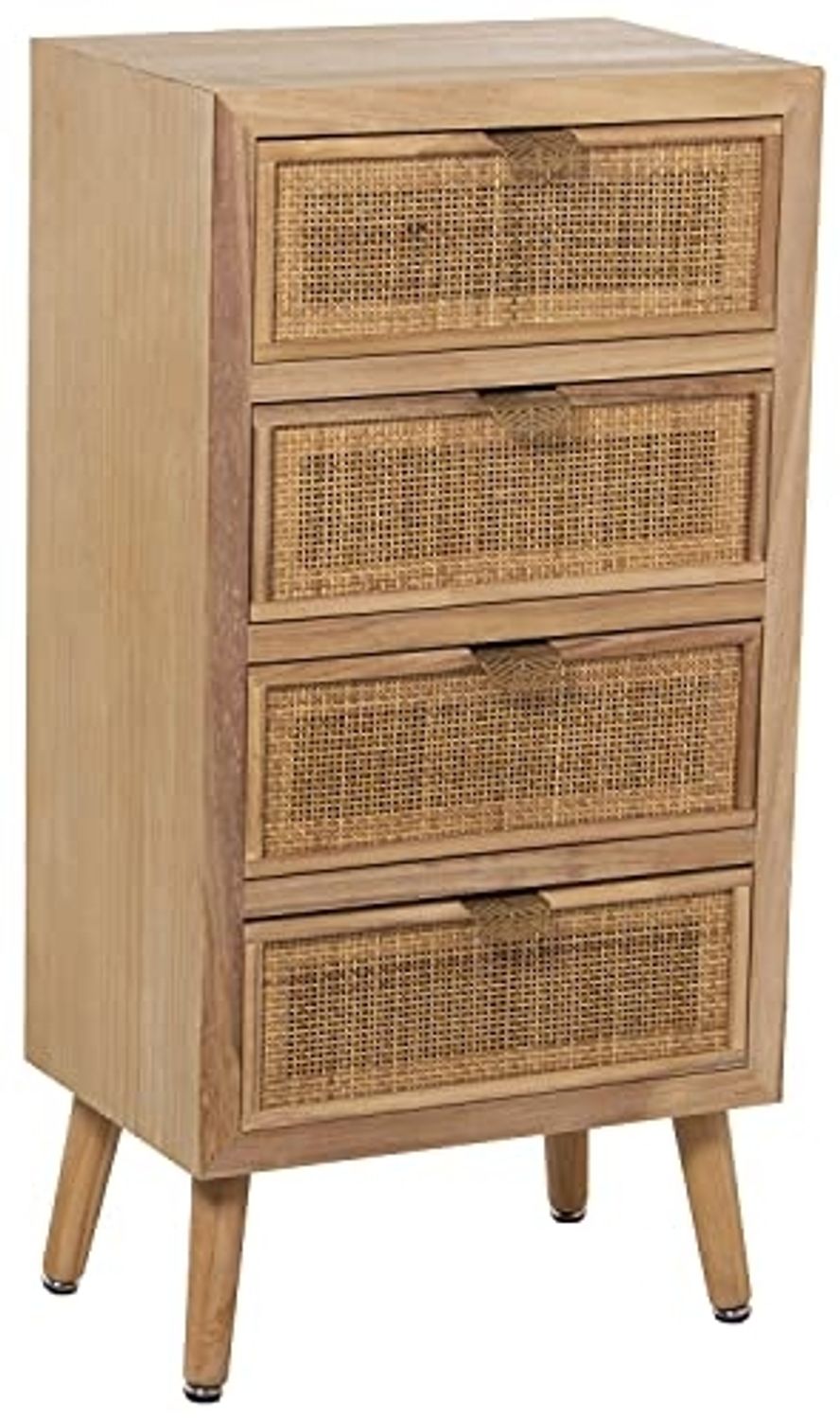 DRW Sinfonier mit 4 Schubladen aus MDF und Rattan in Natur, 45 x 30 x 89 cm, Höhe 16 cm Bild 1