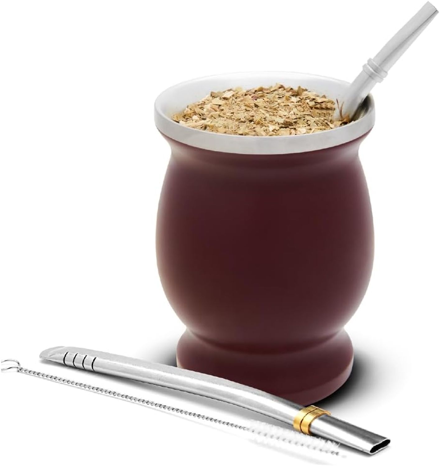 Balibetov MATE (Mate Becher) aus rostfreiem Edelstahl mit Bombilla (Sorbet) für mate (Rot) Bild 1