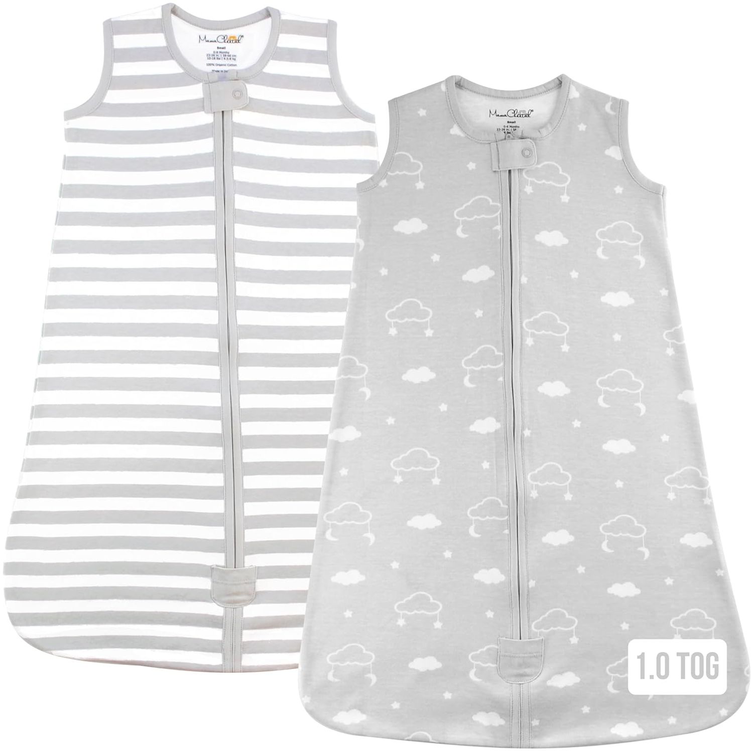 Baby Schlafsack 1.0 TOG, Bio-Baumwolle Baby tragbare Decke mit Zwei-Wege-Reißverschluss, Swaddle Transition, Schlafsack für Neugeborene Kleinkind Kleinkind Junge Mädchen, 2-Pack, 18-24 Monat Bild 1