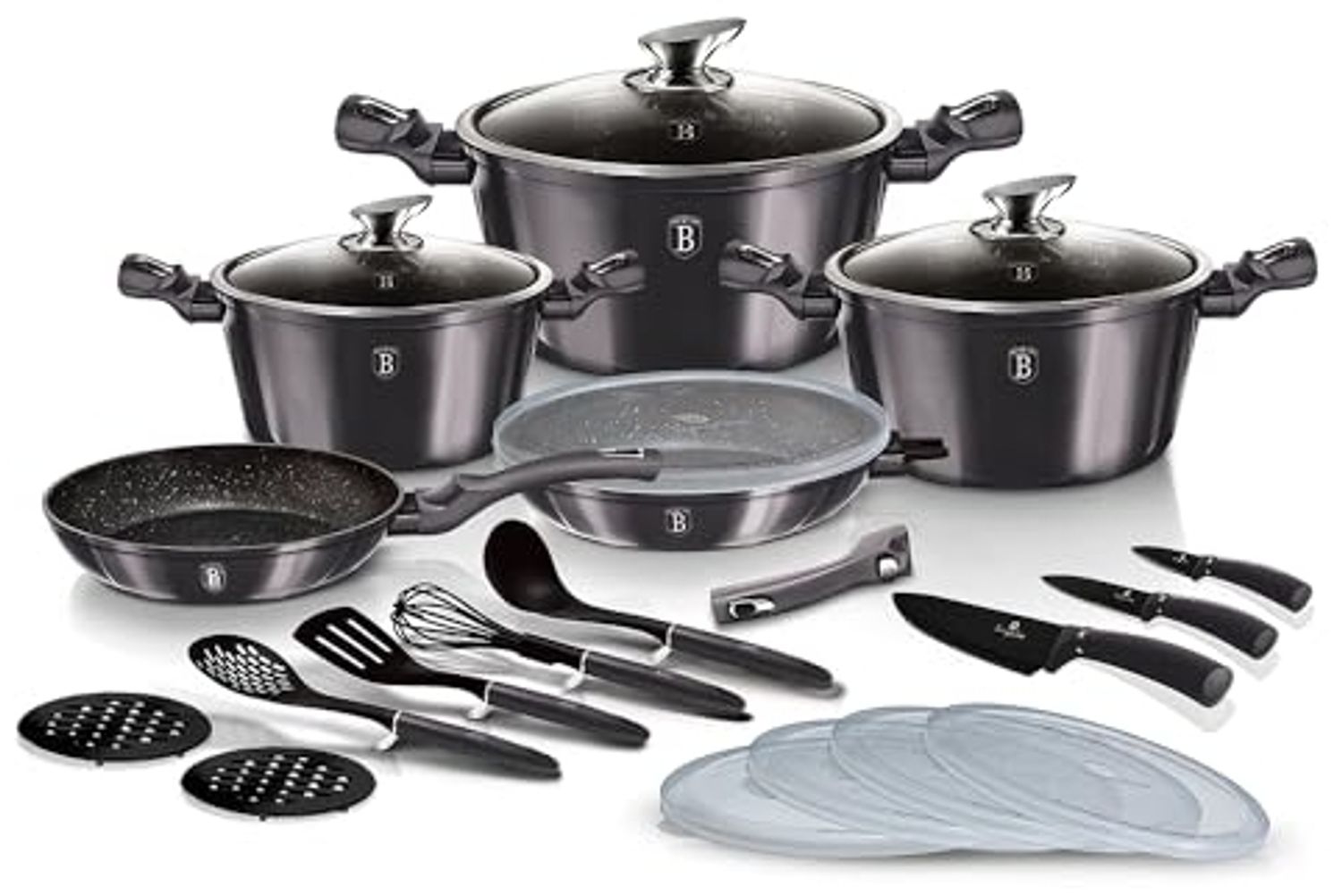 Berlinger Haus Kochen Berlinger Haus Topfset 22 Ele. Metallic Carbon Pro BH7181 Bild 1