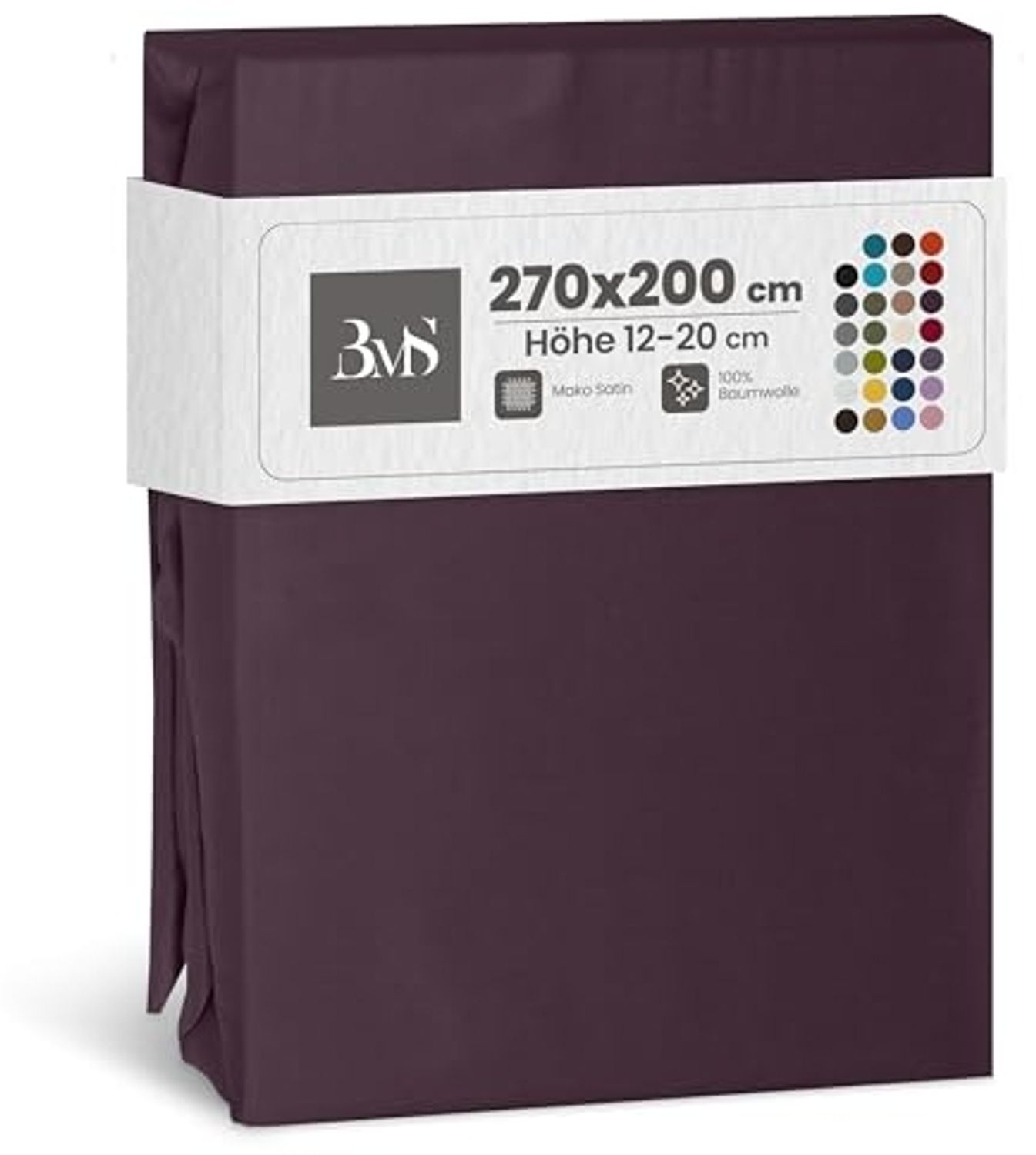 Bettwaesche-mit-Stil Mako-Satin Spannbettlaken brombeer 270x200cm Bild 1