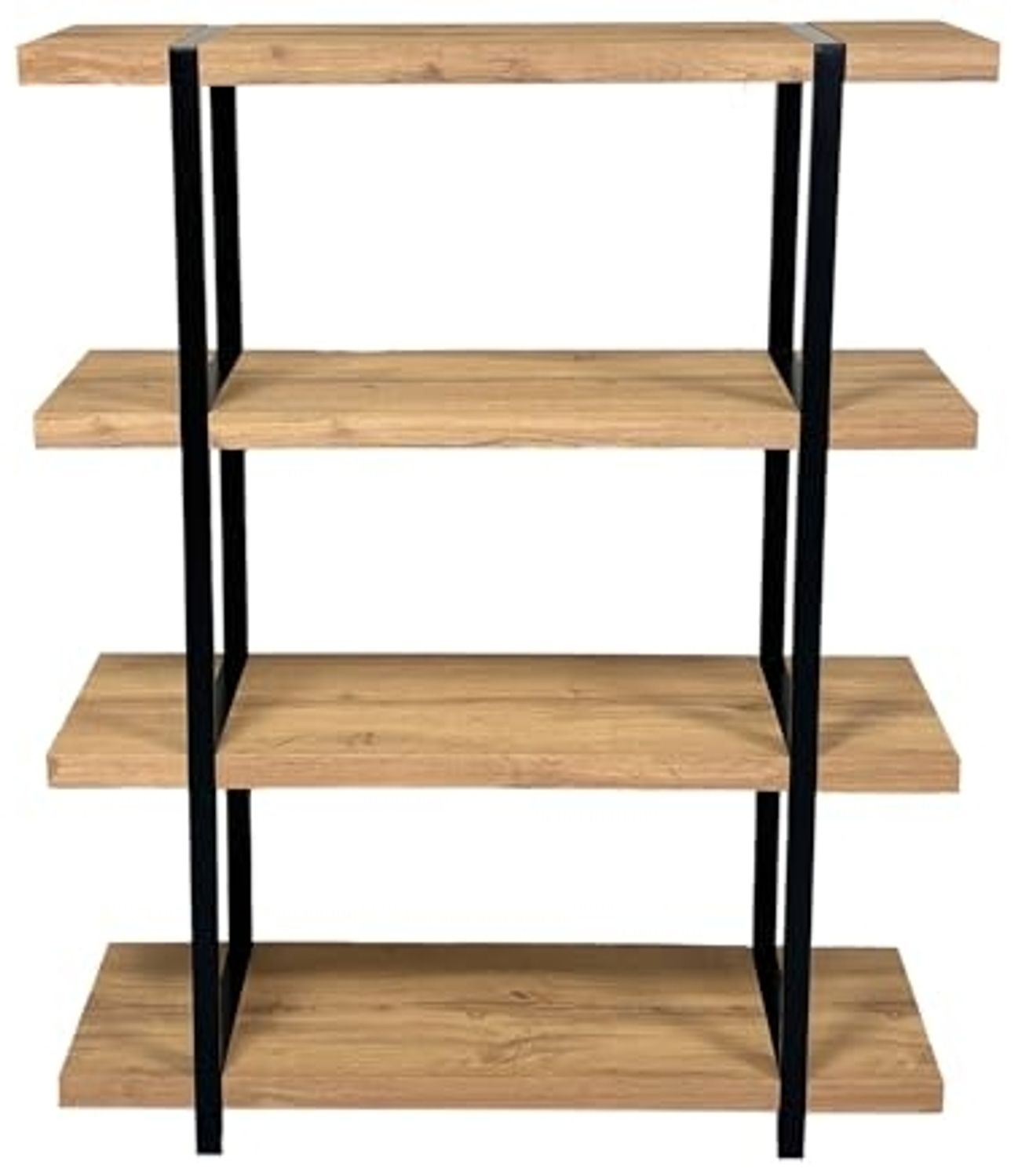 DRW Bodenregal mit 4 Regalböden aus schwarzem und natürlichem Metall, 100 x 30 x 130 cm Bild 1