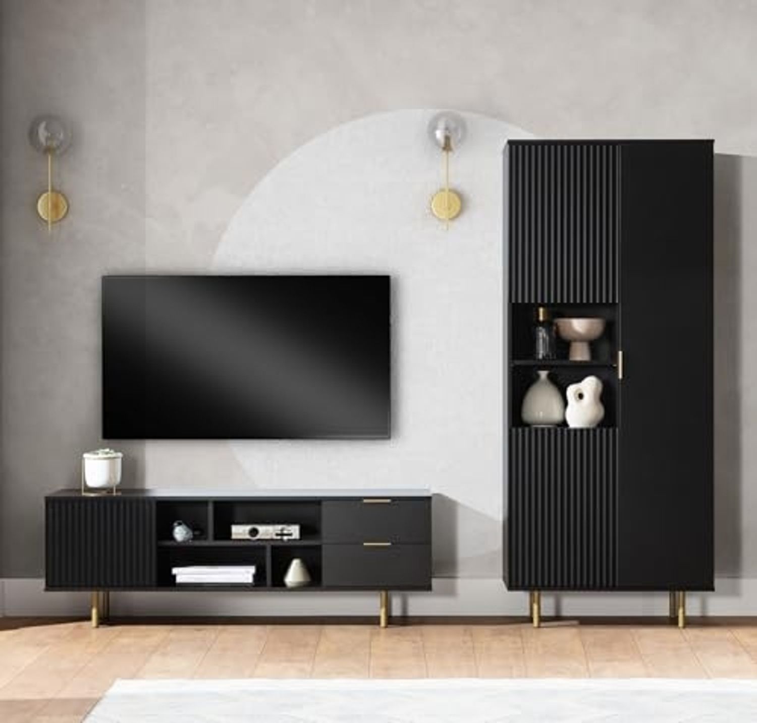 Marmex Möbel Wohnzimmer-Set NUBIA SET 06 TV-Wand-Set Lowboard Standregal Regal, (2-St) Bild 1