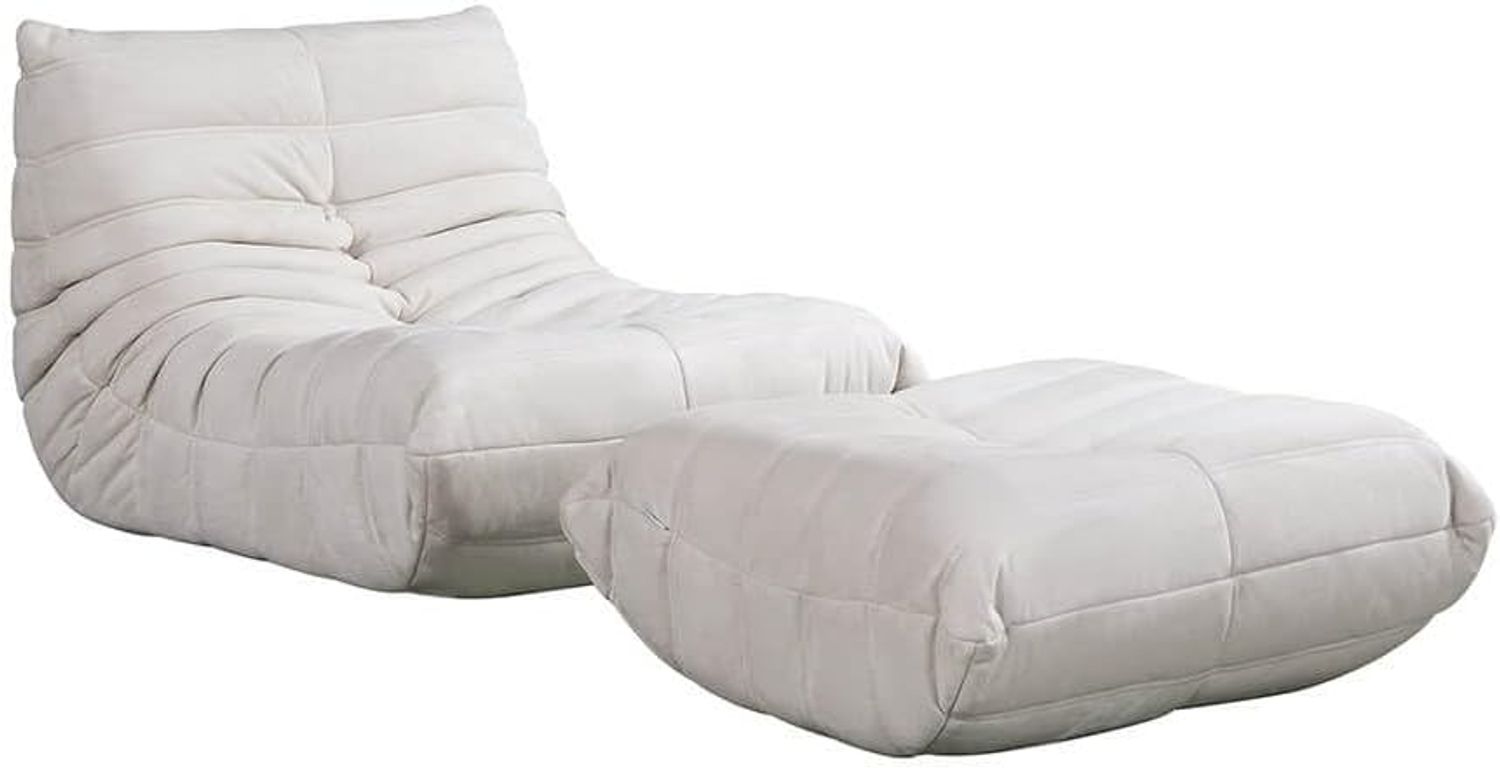 HOME DELUXE Relaxsessel mit Hocker CHILL - Beige Bild 1