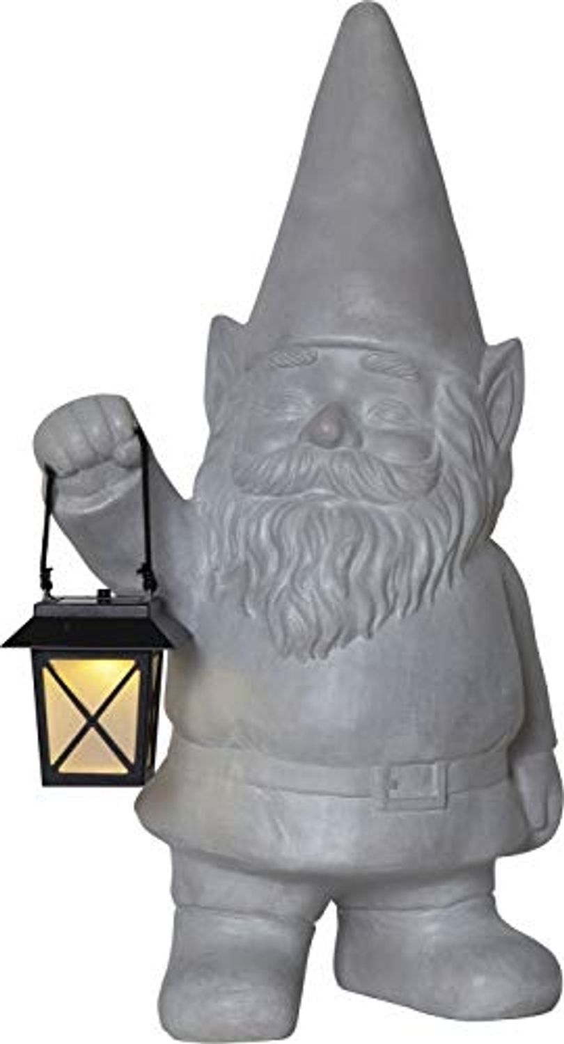 Großer Gartenzwerg ,Gnomy mit Solarlaterne, LED, Dämmerungssensor, Beton-Optik, 53cm Bild 1