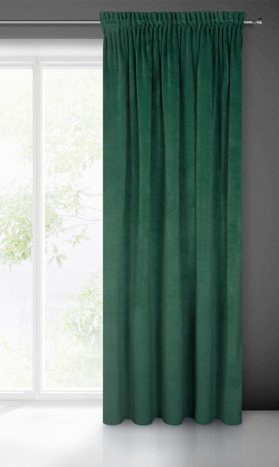 Eurofirany 'VILLA' Vorhang, Samtvorhänge, Velours Blickdicht, Dunkelgrün, KRÄUSELBAND, H270 x B140 cm (1er Pack) Bild 1