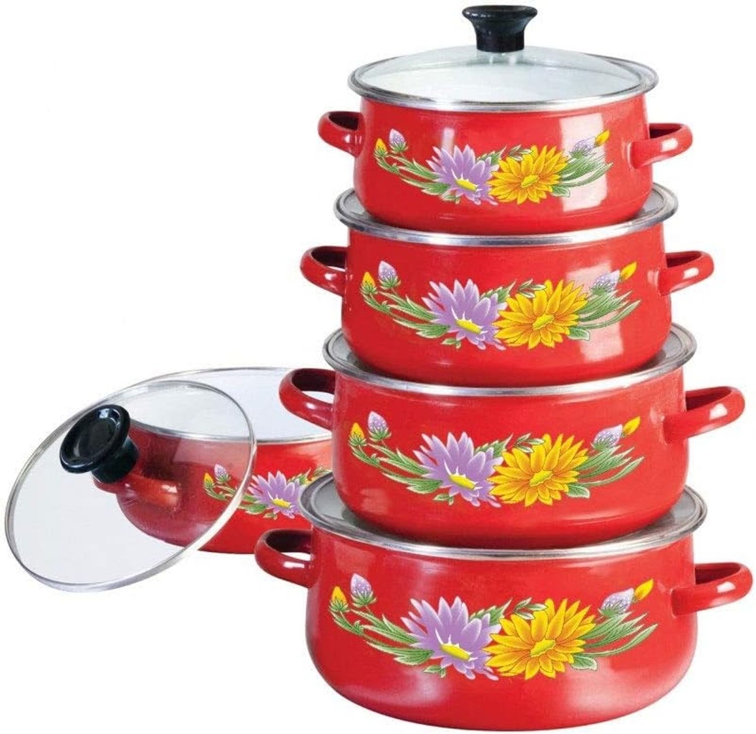 Klausberg Klausberg Emaille-Töpfe-Set 10 Stück KB7170RD Bild 1