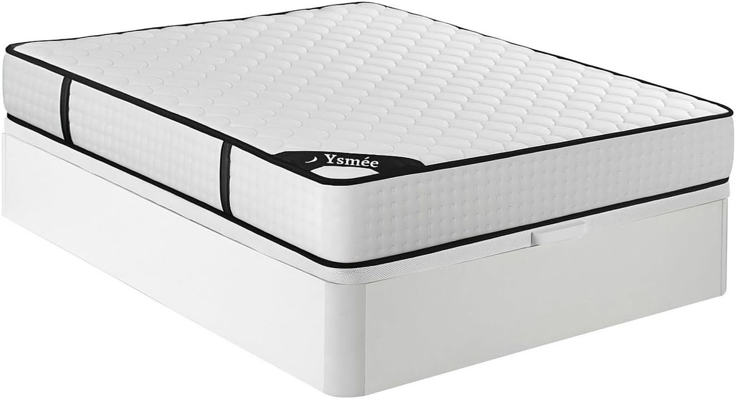 Vente-unique - LUREAN Mattress and bed base set StoffHolz, Platte Weiß - B 140 cm x H 22 cm30 cm x L 190 cm Bild 1