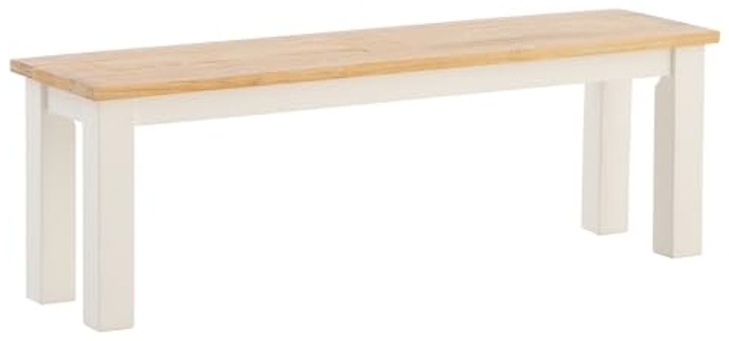 Rustikale Sitzbank Capera 134cm aus Massivholz Weiß Braun für Küche & Esszimmer - Perfekt kombinierbar mit Capera Tisch Bild 1