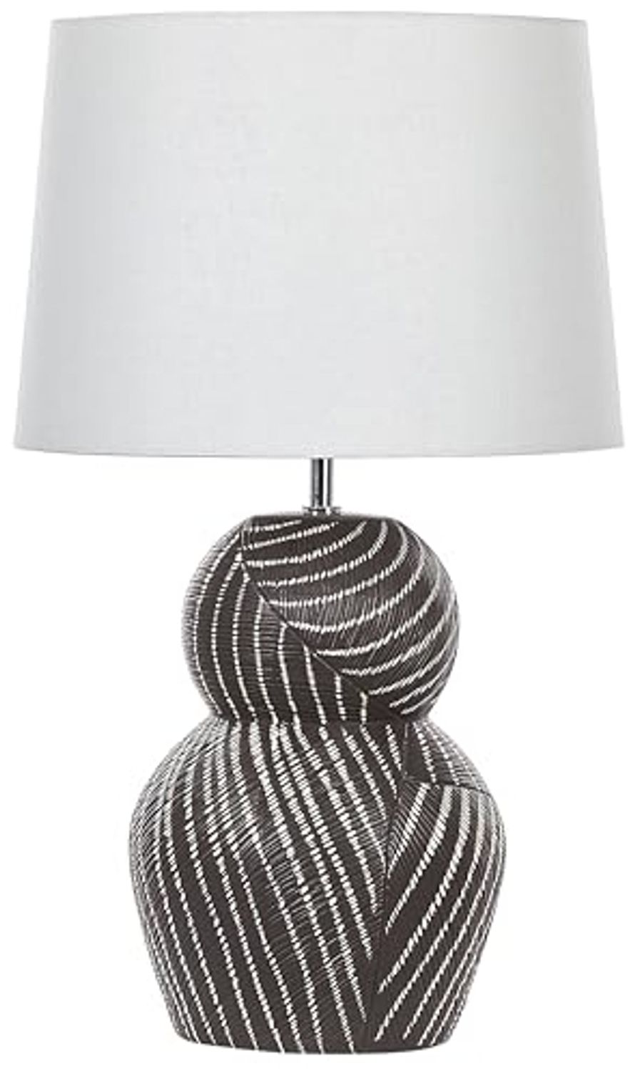'Guapore' Tischlampe mit Keramikfuß Schwarz 63 cm Streifenmuster Kabel mit Schalter Lampenschirm aus Baumwolle / Jute in Weiß Wohnzimmer Schlafzimmer Bild 1