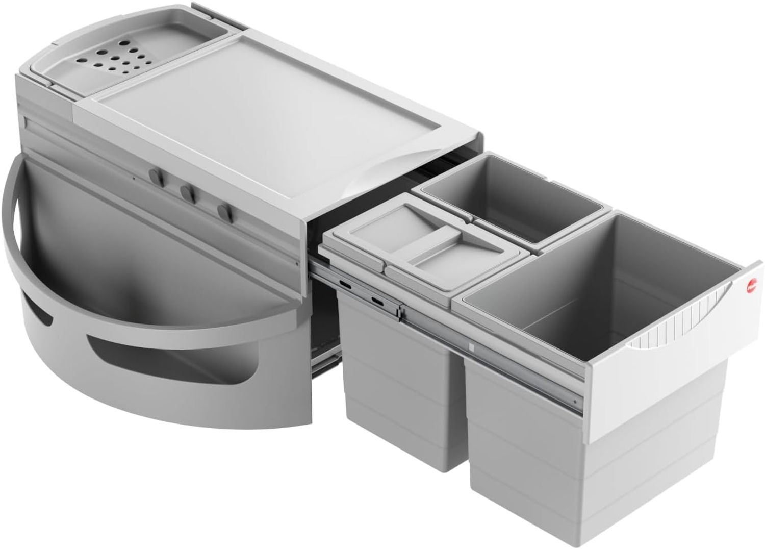 HAILO 3646131 Abfallsorter RONDO-2 Plus 35 (1x18 + 2x8,5) Liter / ab 90 cm Eck - Schrankbreite / Hailo Rondo 90. 3/35 Bild 1