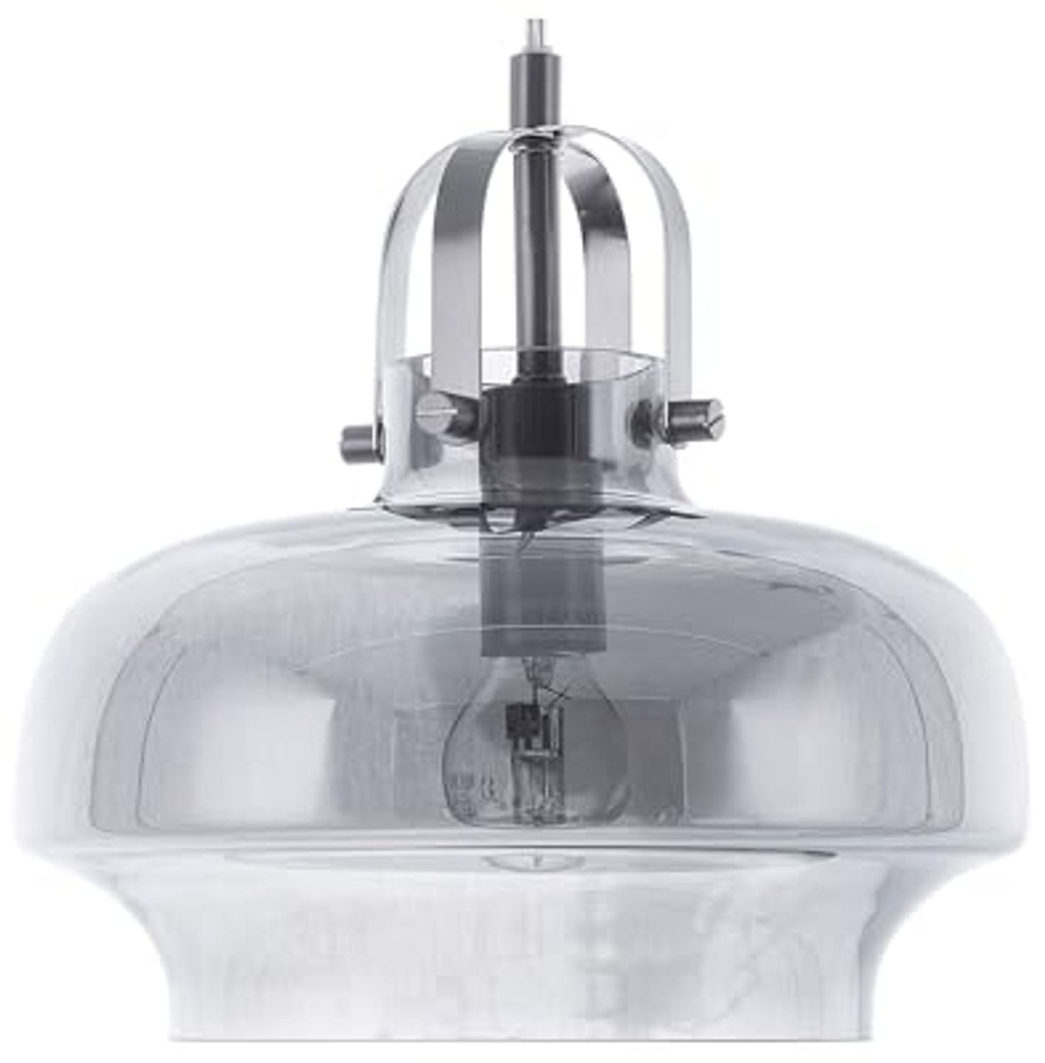 'Wiltz' Hängeleuchte Grau Rauchglas und Metall mit Schirm in Glockenform Industrielles Design Bild 1