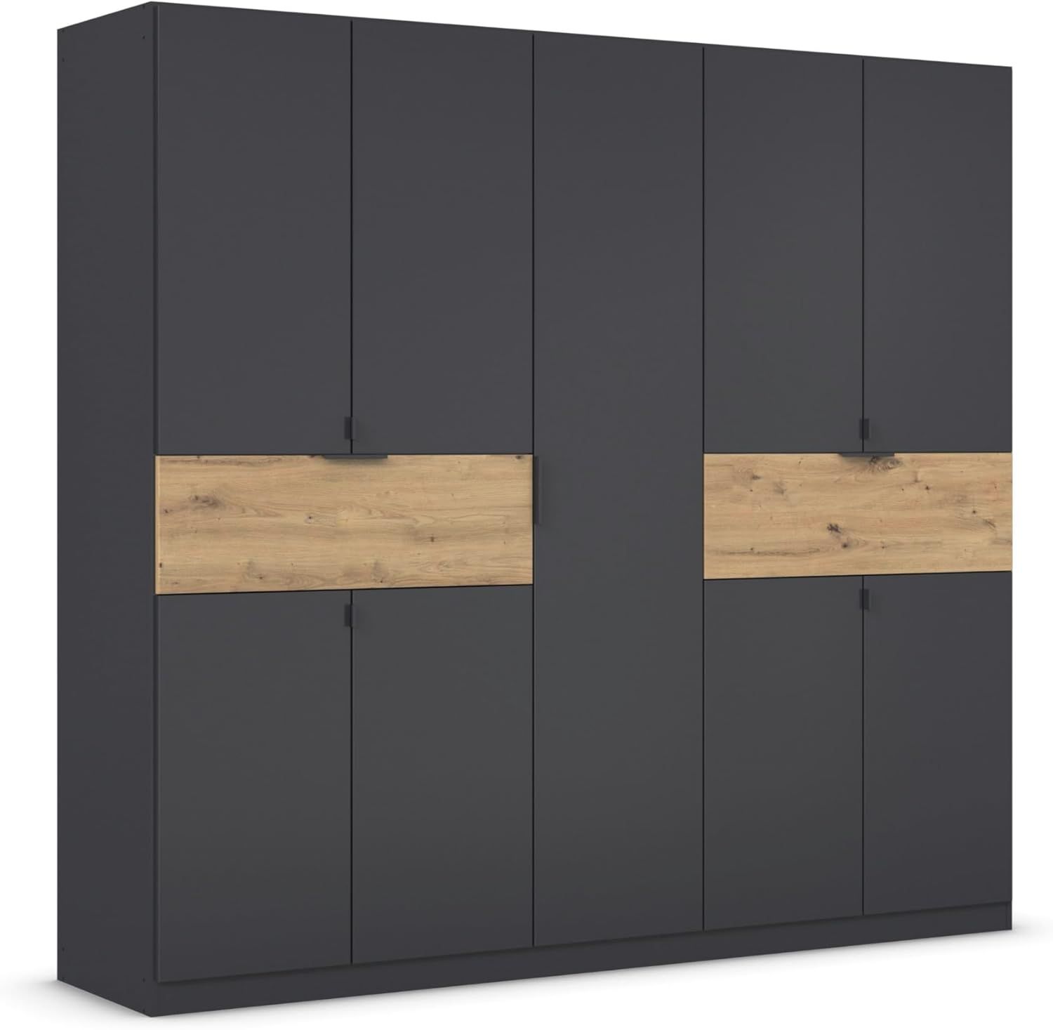 rauch Kleiderschrank, Drehtürenschrank TICAO, 9-türig, 2 Schubkästen, inkl. Türdämpferset, Grau metallic, 226 x 210 x 54 cm Bild 1