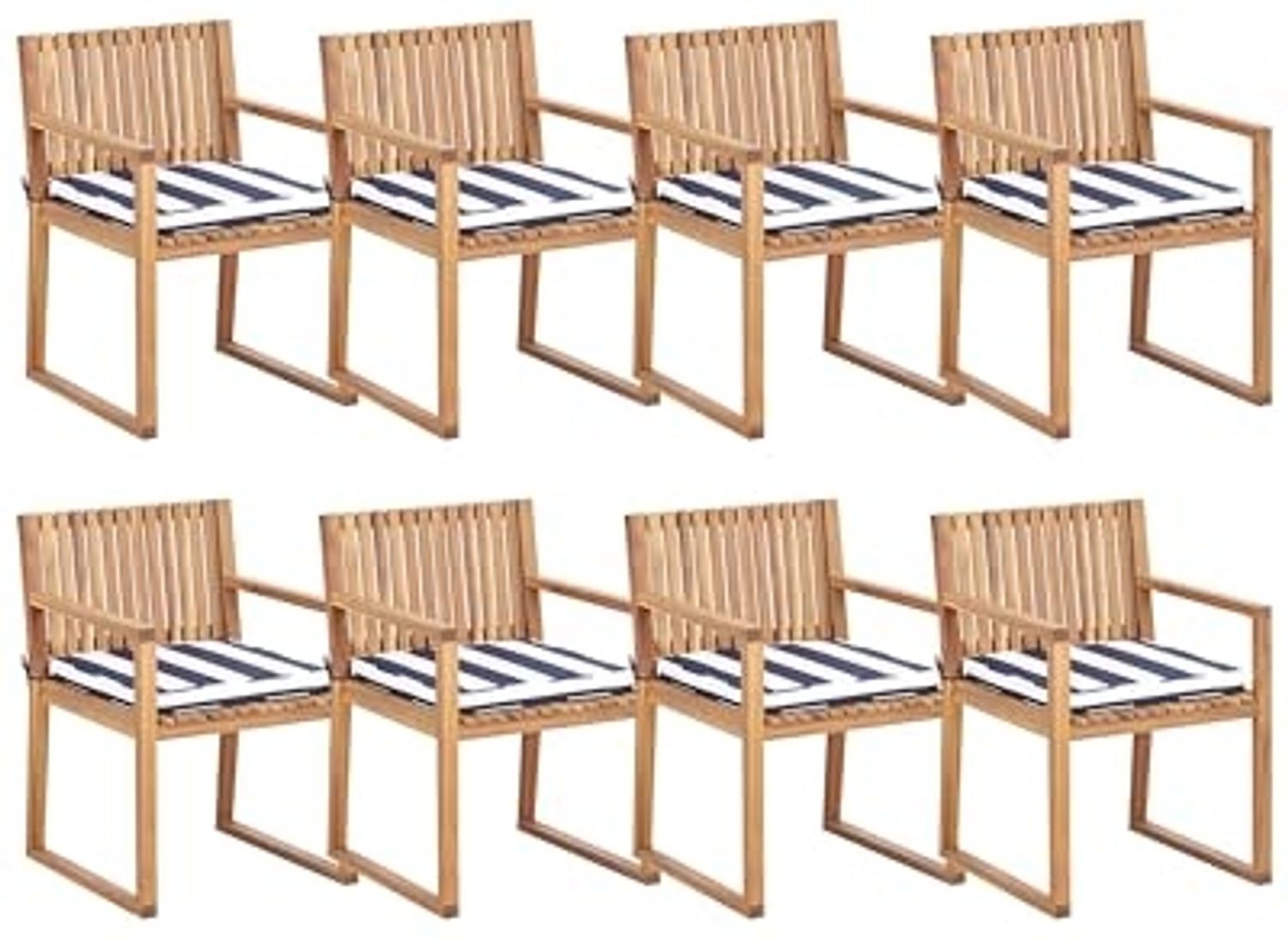Beliani 'SASSARI II' Gartenstuhl, Akazienholz Heller Holzfarbton / Marineblau Bild 1